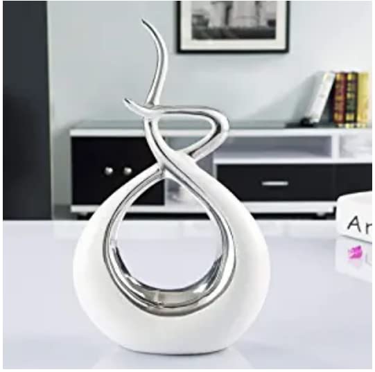 MSW Modern Minimalist Ceramic Electroplated Statue - Green Home Decor for Dining Table, Living Room & Office Centerpiece | Elegant Art Craft for Stylish Interior Design