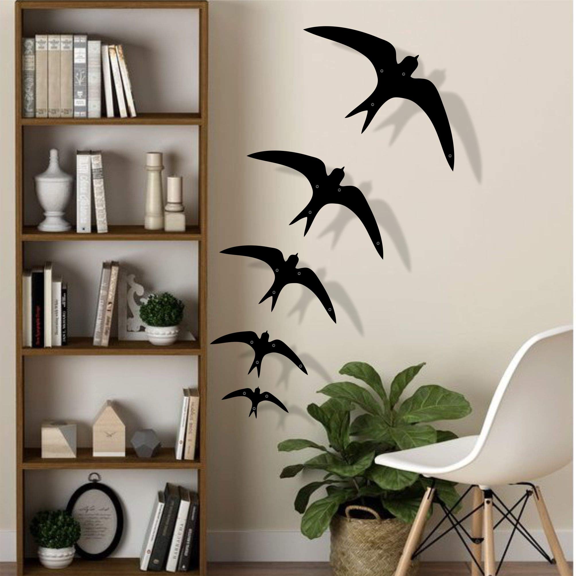 DEKADRON Metal Wall Art - Set of 5 Handcrafted Swallow Bird Decorations for Home & Living Room | Rustic Wall Hangings for Bedroom, Office & Outdoor Spaces