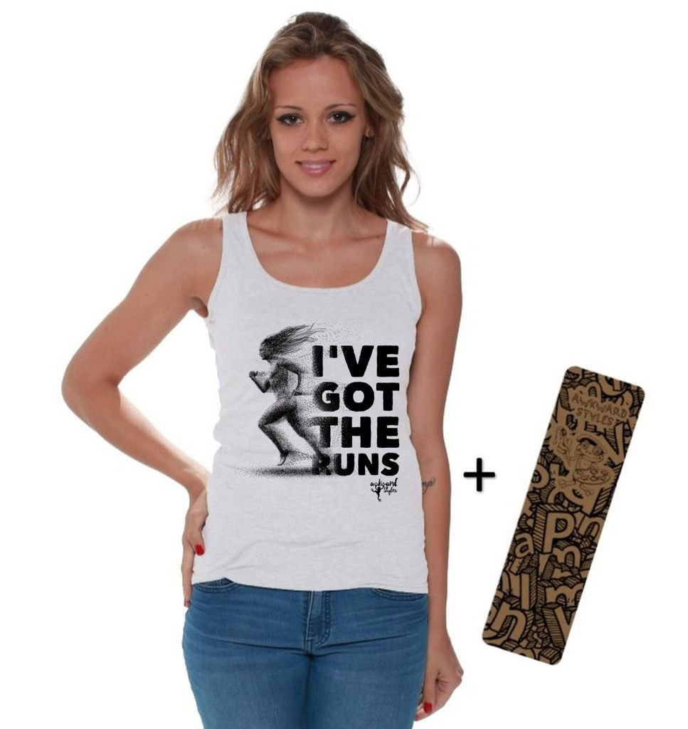 Awkwardstyles Women's Running Tank Top - 'I've Got The Runs' Funny Workout Shirt with Free Bookmark - Perfect for Jogging, Gym & Marathon Training