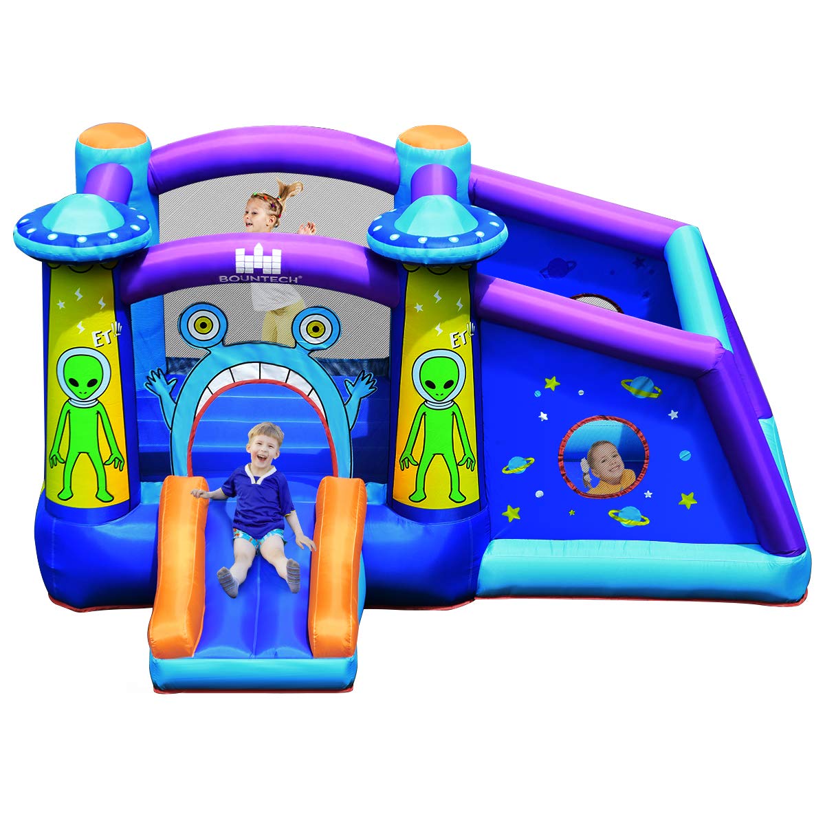 BOUNTECH Inflatable Bounce House for Kids - Alien Themed Bouncy Castle with Large Jumping Area | Indoor & Outdoor Play | Perfect for Birthday Parties, Backyard Fun, Christmas Gifts & Toddler Activities