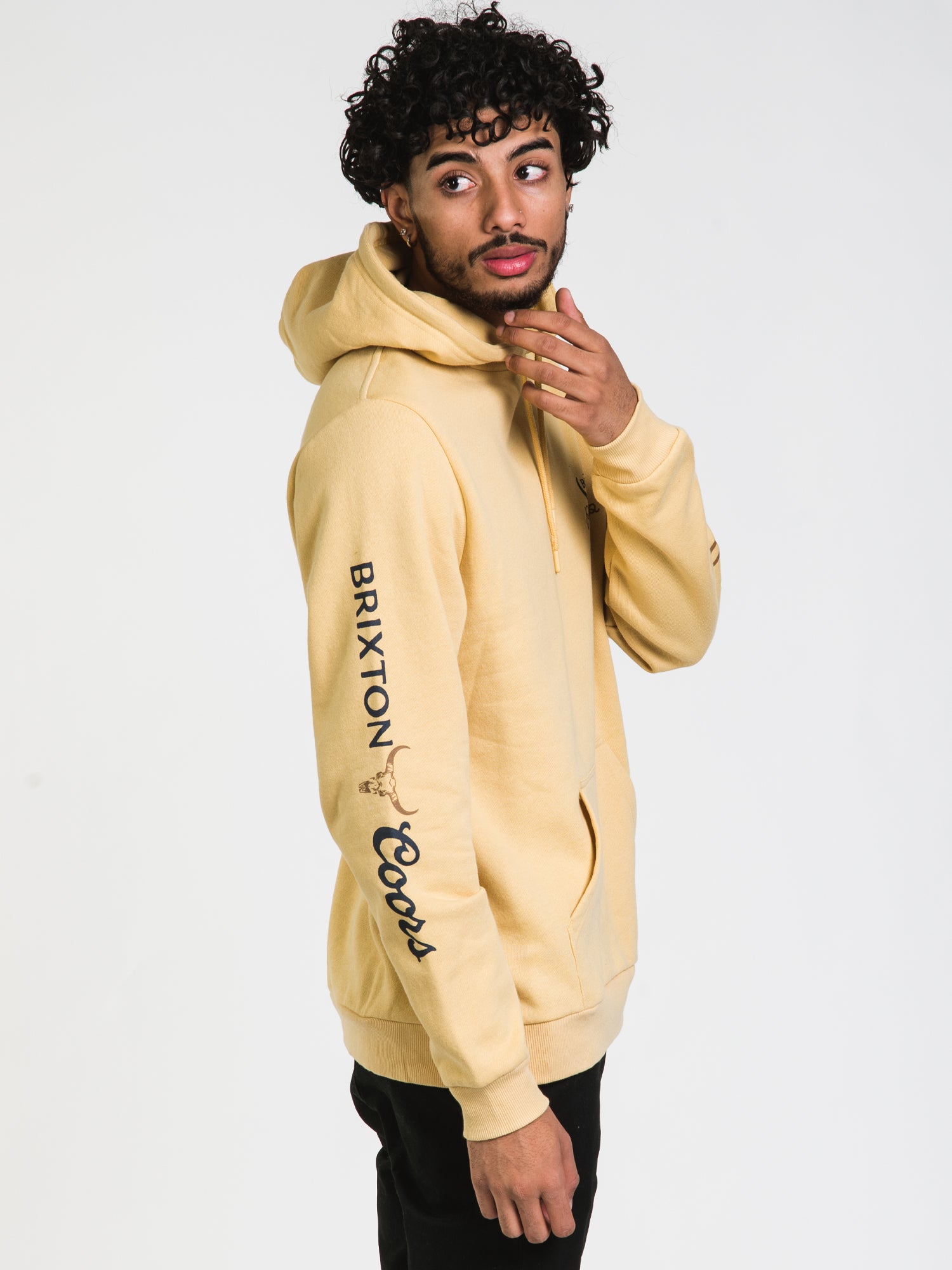 Brixton Coors Roundup Pullover Hoodie - Men's Casual Fleece Sweatshirt for Outdoor Activities & Streetwear Fashion