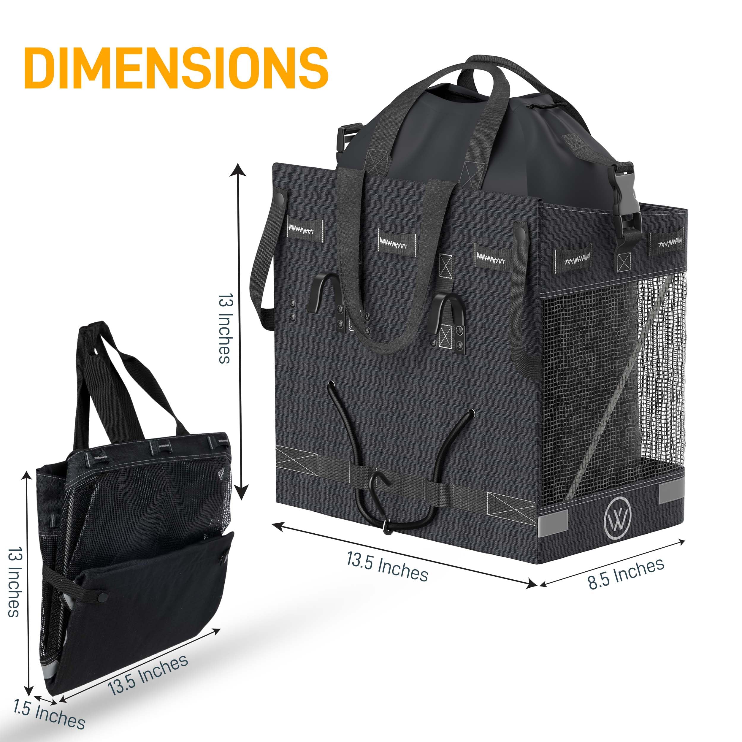 Waterproof Bike Panniers & Ebike Grocery Bags - 22.5L & 45L Detachable Rear Rack Baskets with Foldable Design - Quick Installation for Commuting, Shopping & Outdoor Adventures