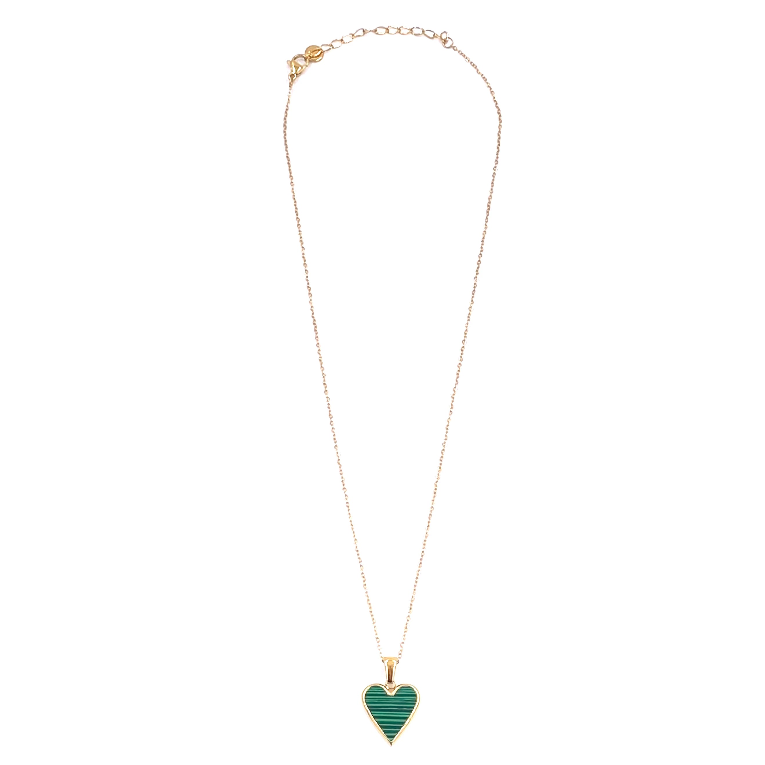 Ashley Gold Stainless Steel Gold Plated Floating Green Heart Enamel Necklace - Elegant Jewelry for Women, Perfect Gift for Valentine's Day, Anniversary & Special Occasions