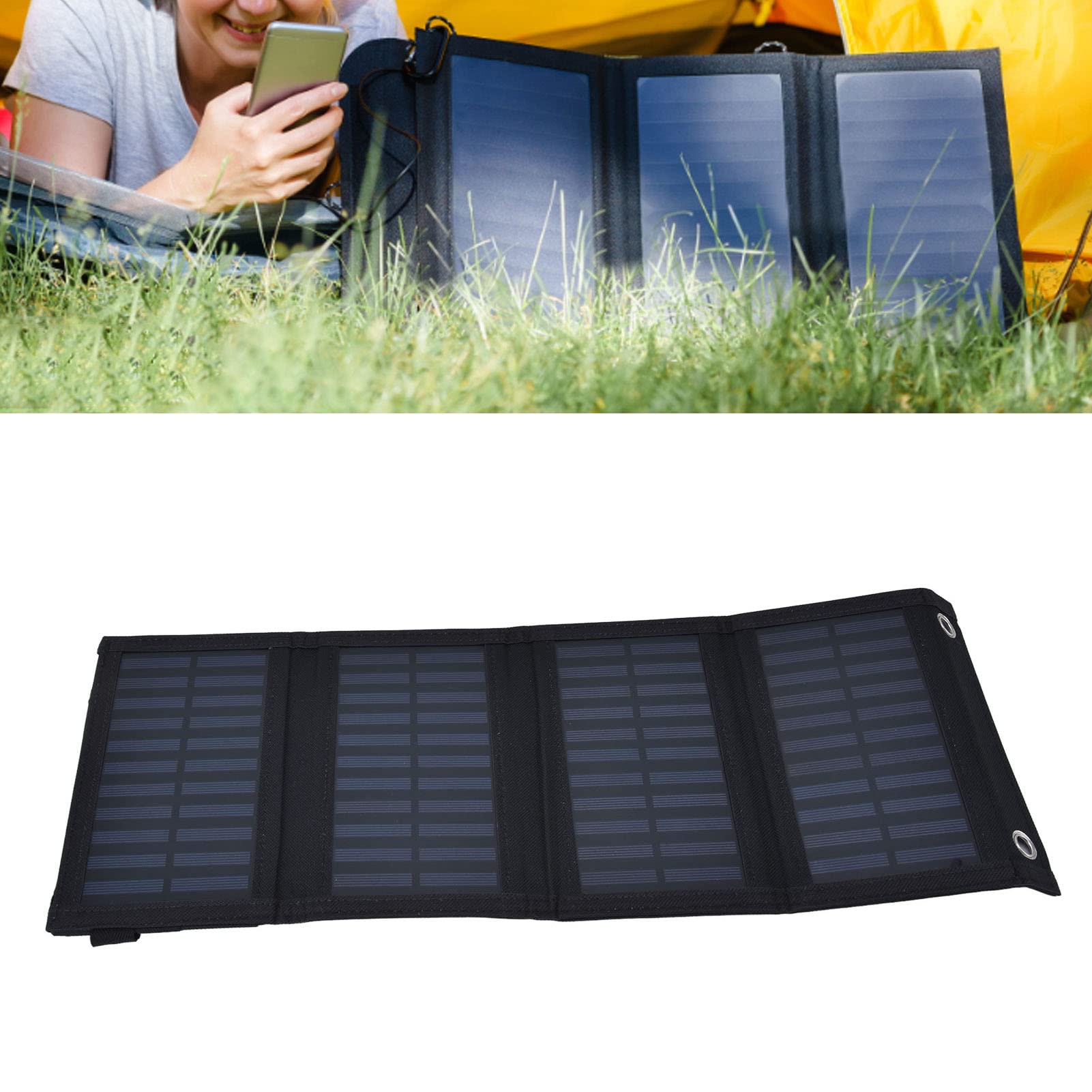 EXCLUZO 20W Solar Charger with USB Output - Portable Solar Power Bank for iPhone, Android, and Outdoor Activities - Perfect for Camping, Hiking, and Emergency Power Backup