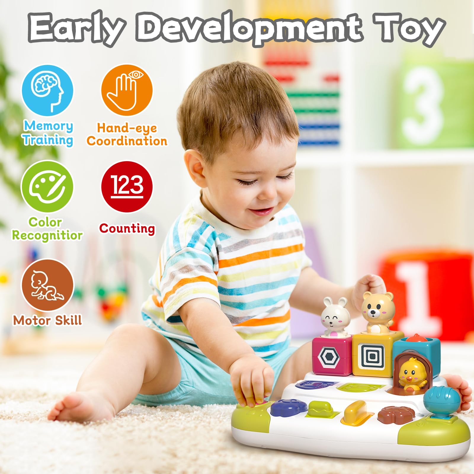 Montessori Pop-Up Animal Toys for 1-3 Year Olds - Early Learning Gifts for Babies 9-18 Months | Interactive Play & Birthday Presents