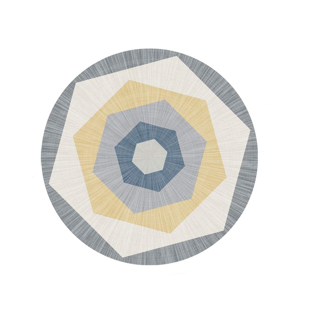 Modern Minimalist Round Area Rug - Soft Polyester Carpet with Anti-Slip Bottom for Bedroom & Living Room - Yellow 200cm - Cozy Home Decor for Boho, Scandinavian & Contemporary Style Spaces