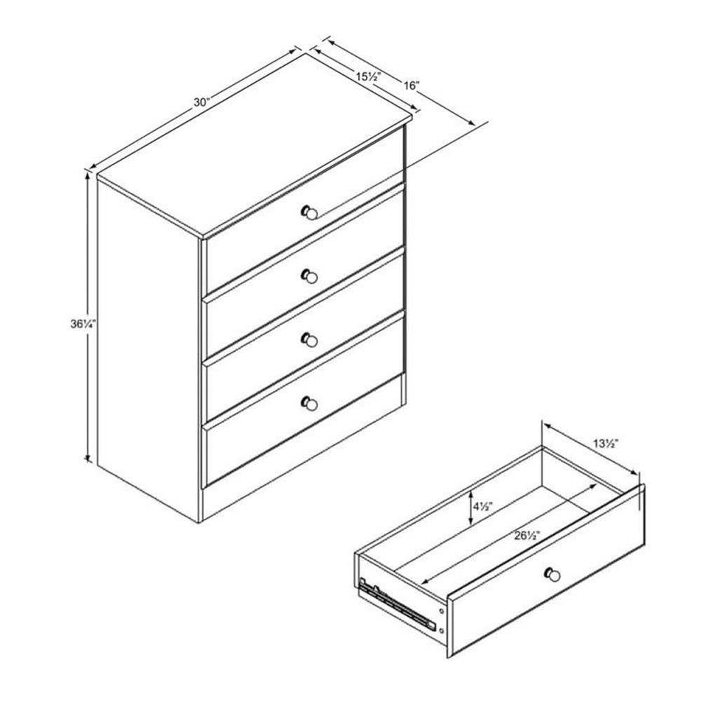 Home Square 4-Piece Bedroom Set - 2 Nightstands, 6-Drawer Double Dresser & Chest - Complete Bedroom Furniture for Master Bedroom or Guest Room