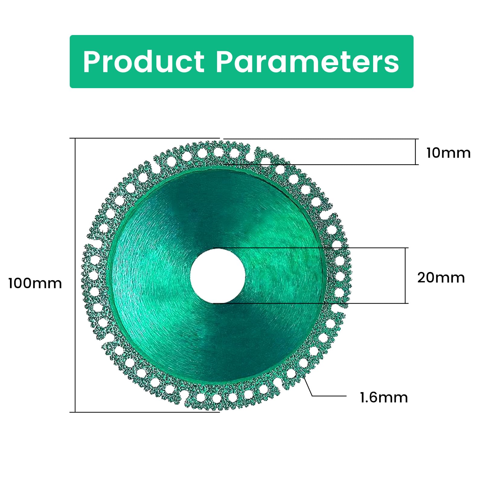 4-Inch Ultra-Thin Diamond Cutting Blade - Indestructible Angle Grinder Disc for Glass, Wood, Stone, Metal & Ceramic Tile | Multi-Purpose Saw Wheel for DIY, Construction & Metalworking Projects (Green)