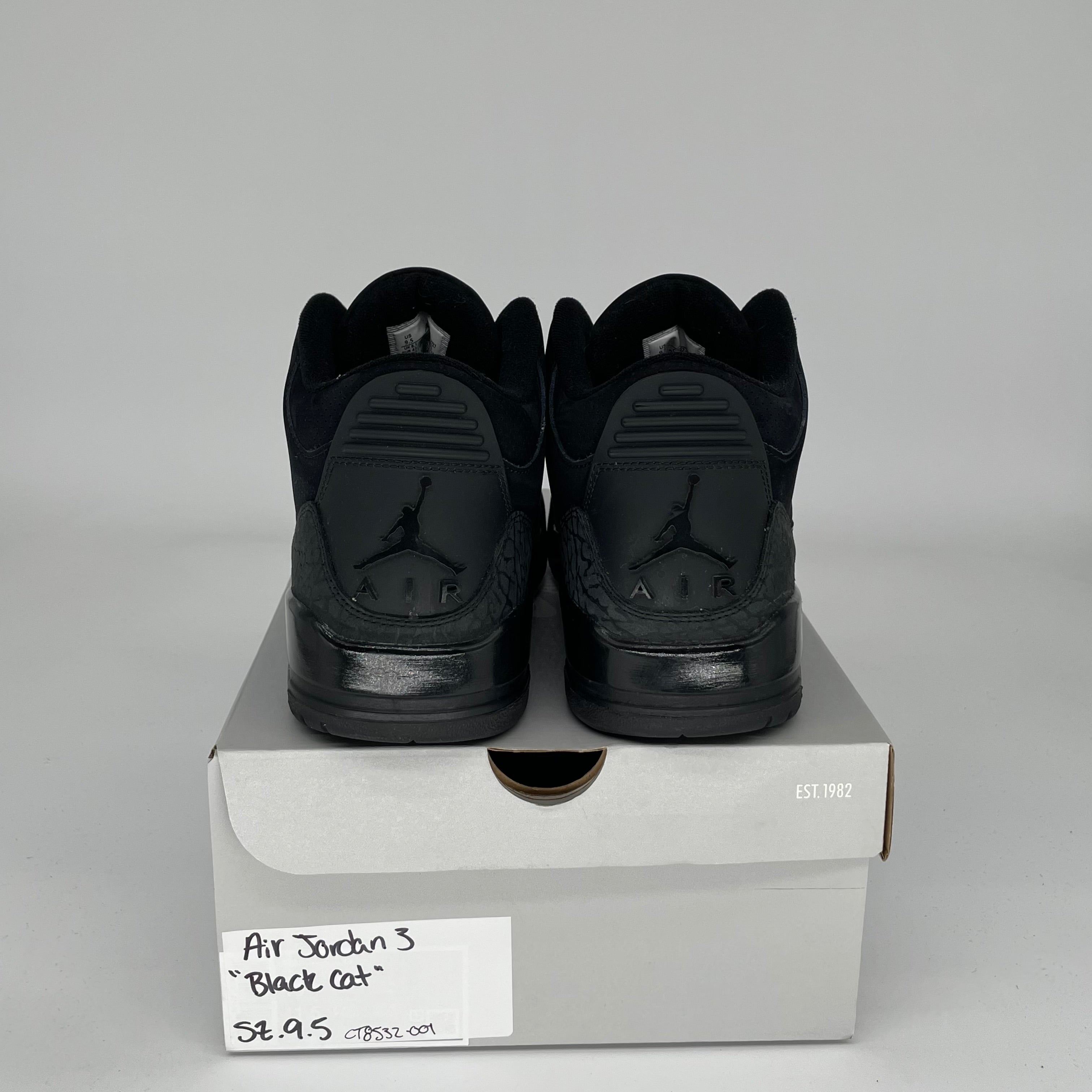 Air Jordan 3 Retro 'Black Cat' Men's Basketball Shoes Size 9.5 - Style CT8532-001 | Perfect for Streetwear, Sneaker Collecting & Casual Wear