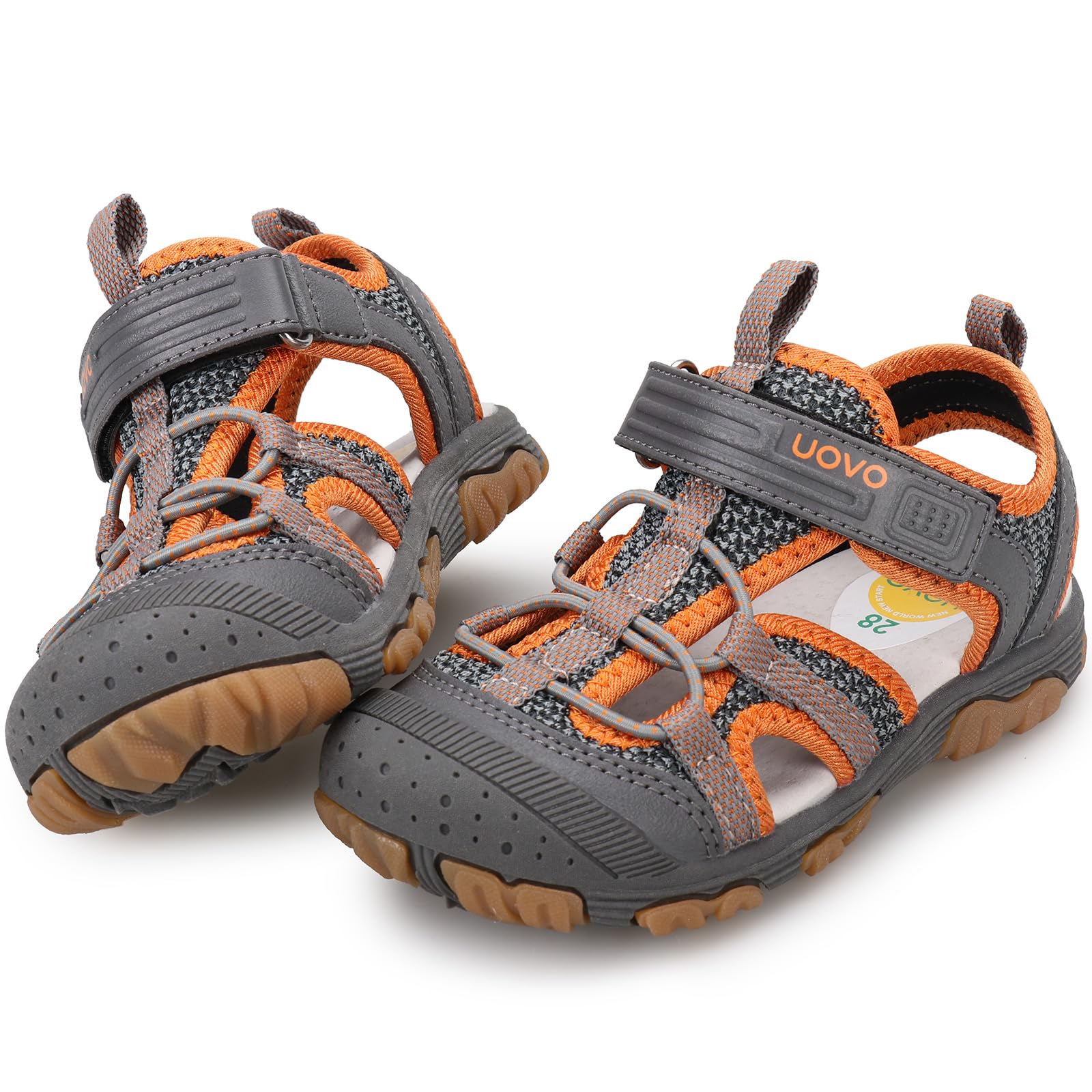 UOVO Boys Girls Water Sandals with Closed Toe - Lightweight Summer Outdoor Sport Shoes for Toddler Little Kid Big Kid - Perfect for Beach, Pool, Park & Playground Activities