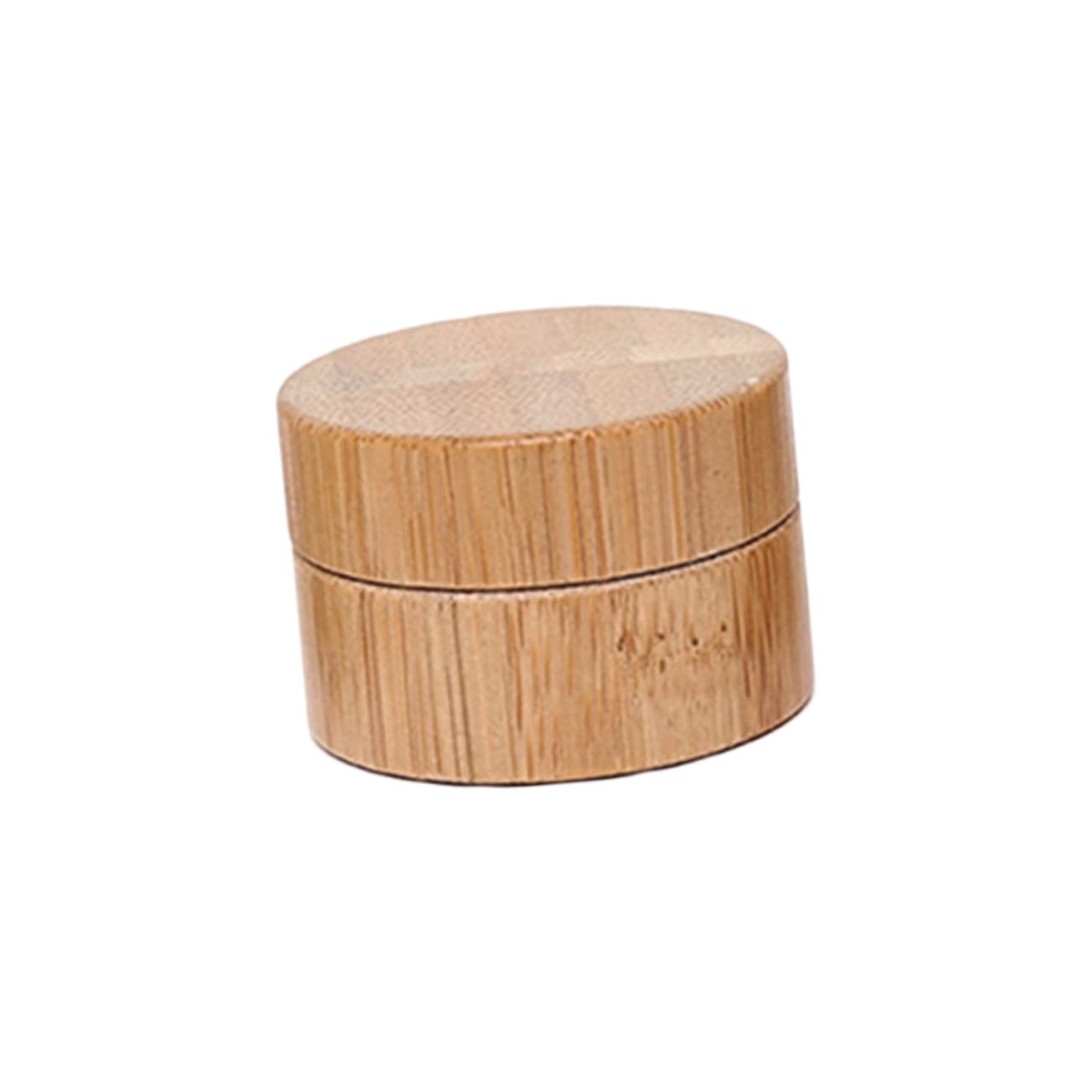 Minkissy 1pc Refillable Wooden Makeup Powder Case with Glass Container & Puff - Empty Cosmetic Jar for Cream, Loose Powder, Terrarium - Compact Travel-Friendly Design for Home & On-the-Go Use