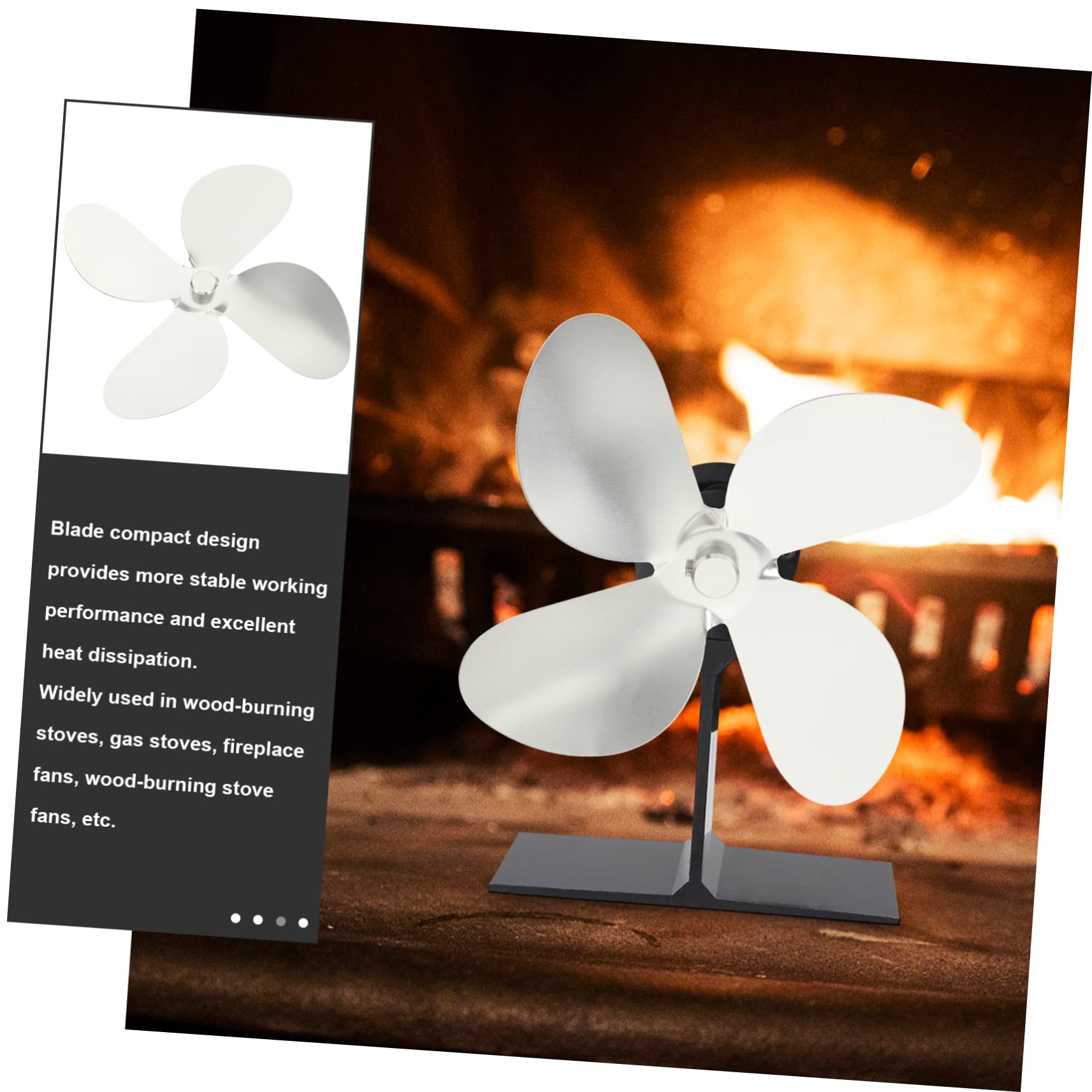 MAGICLULU 3-Piece Fireplace Fan Replacement Kit - 4 Heat-Powered Aluminum Alloy Stove Fan - Easy Installation for Wood Stoves & Fireplaces - Perfect for Home Heating & Energy Efficiency