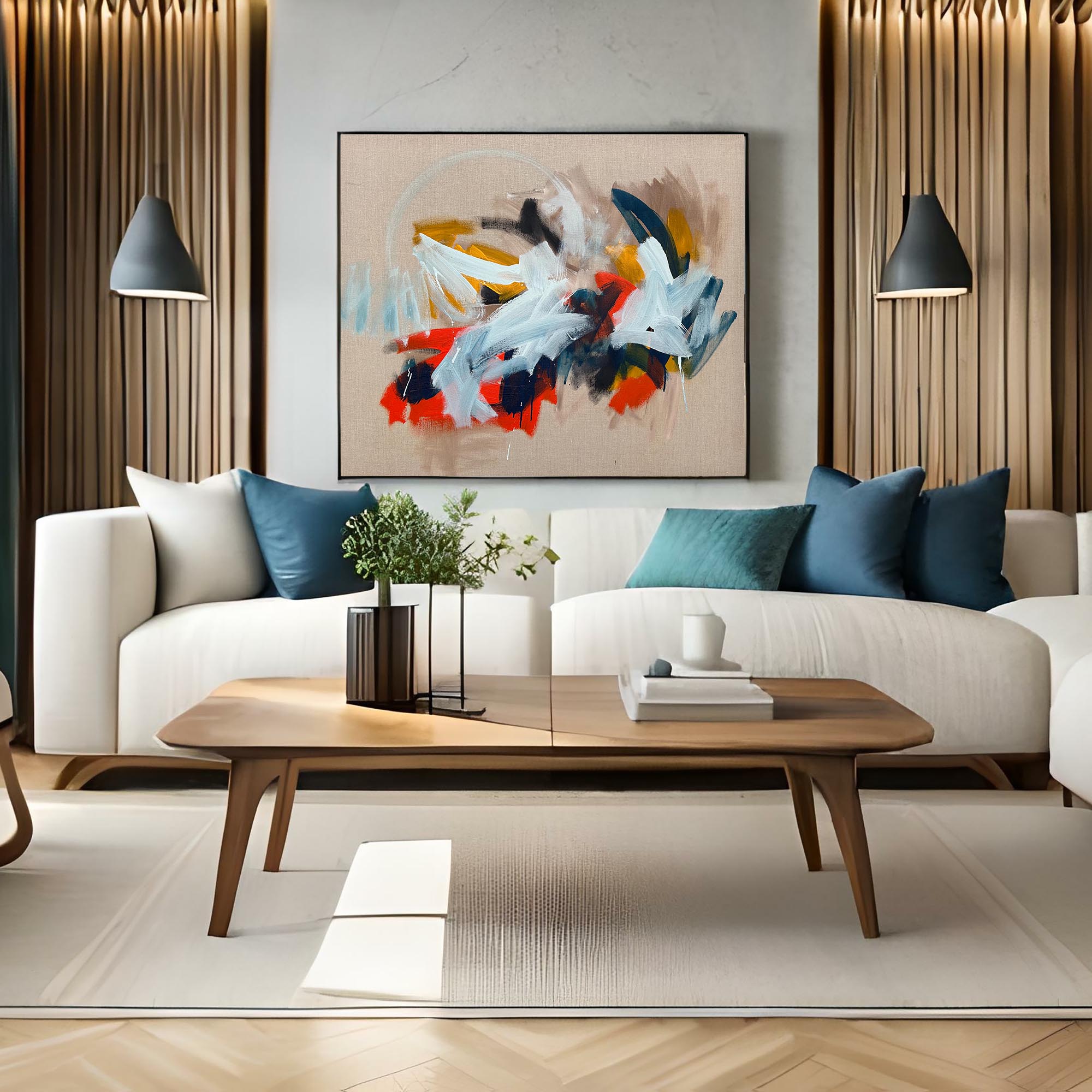 Original Abstract Painting 120x100cm - Handmade Canvas Art for Living Room & Office Wall Decor | Modern Home Interior Design