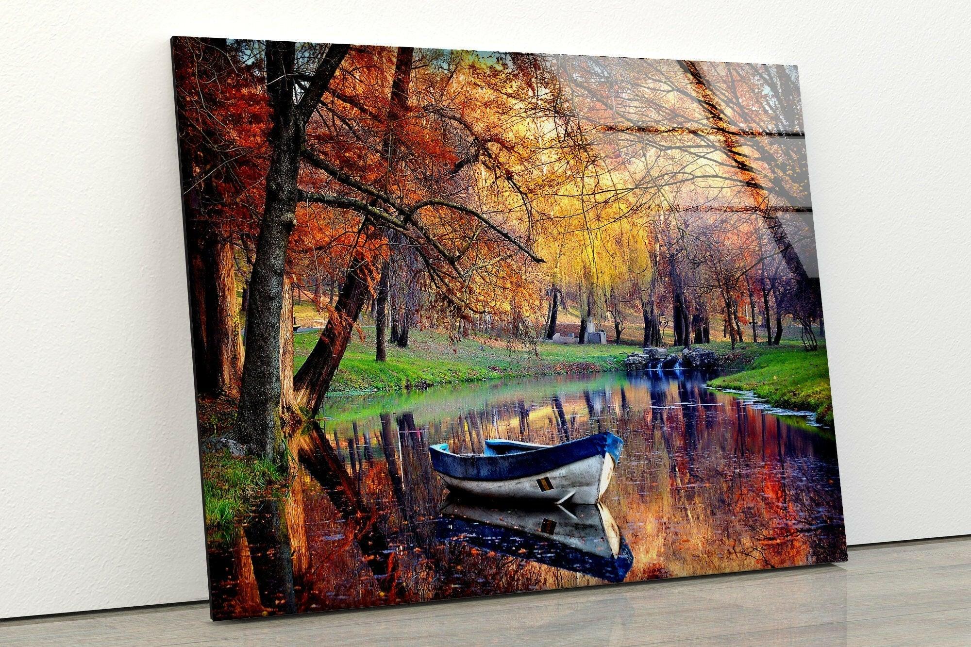 Stunning Autumn Landscape Glass Wall Art - Handmade Home Decor for Living Room, Bedroom & Office - Perfect Seasonal Gift for Fall