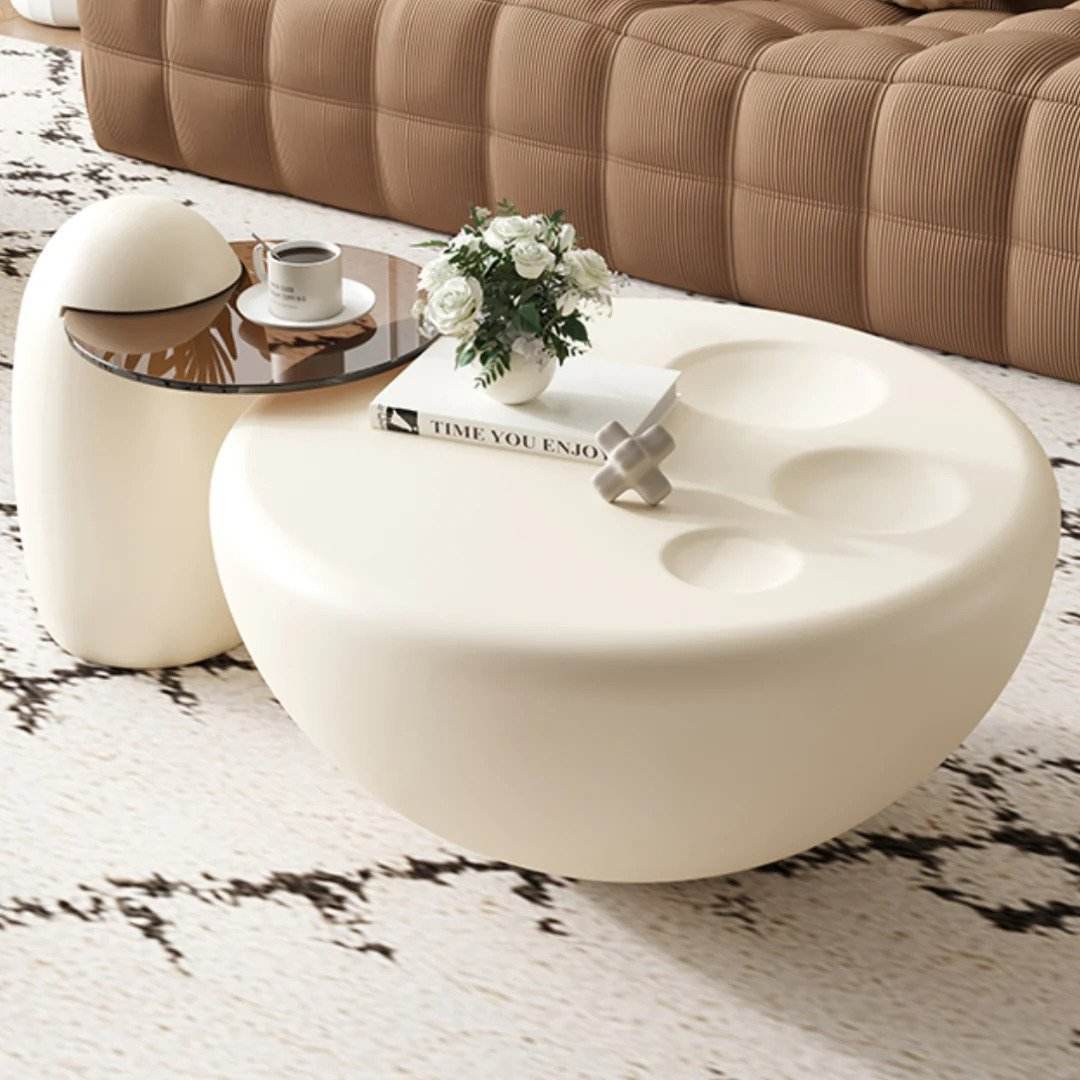 Modern Nala Nesting Coffee Table Set - 2-Tier Oval Side Table for Living Room, Bedroom, or Office - Space-Saving Furniture with Stylish Design for Small Spaces