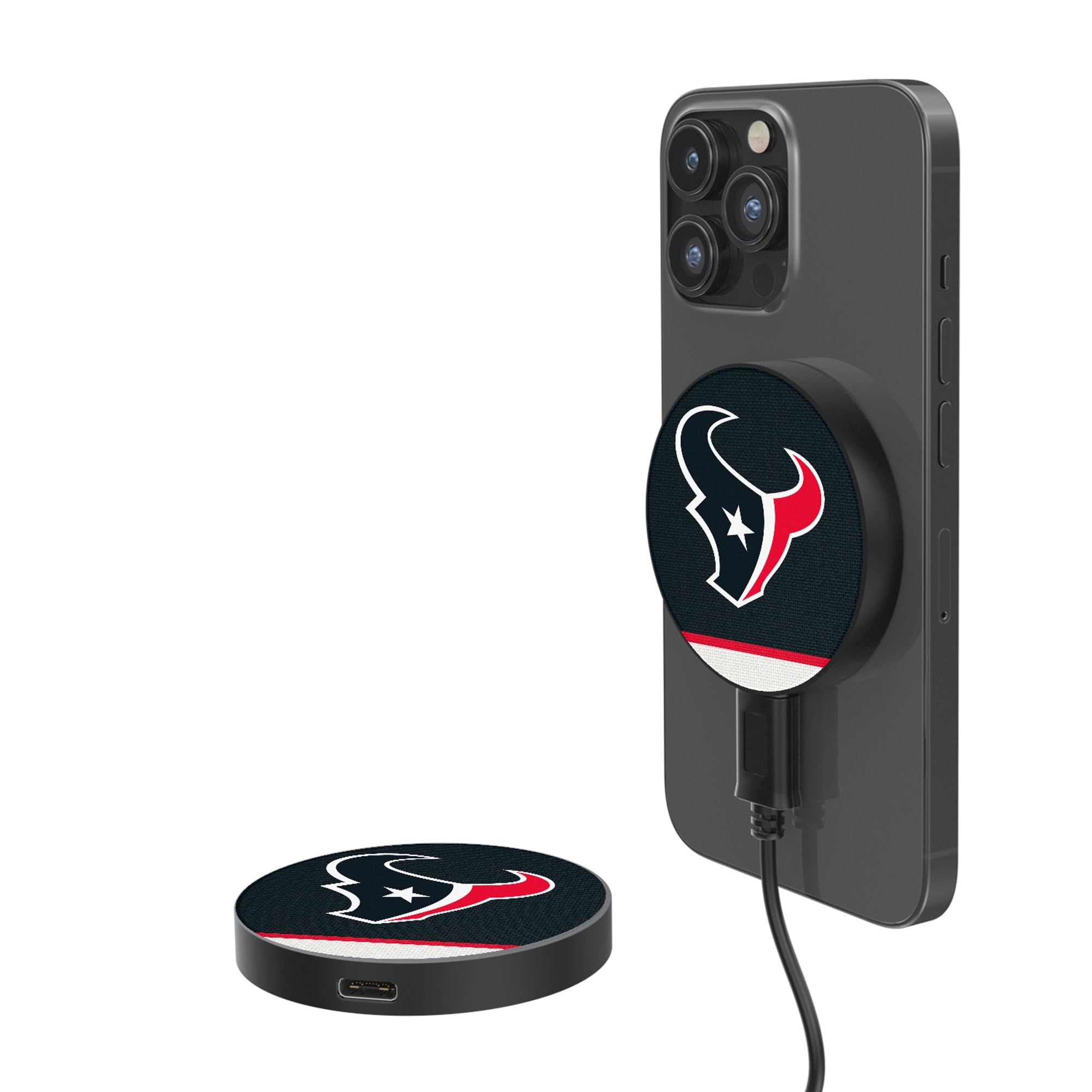 Houston Texans 10W Fast Wireless Magnetic Charger - Portable Phone Charger for iPhone & Android - Perfect for Home, Office & Travel