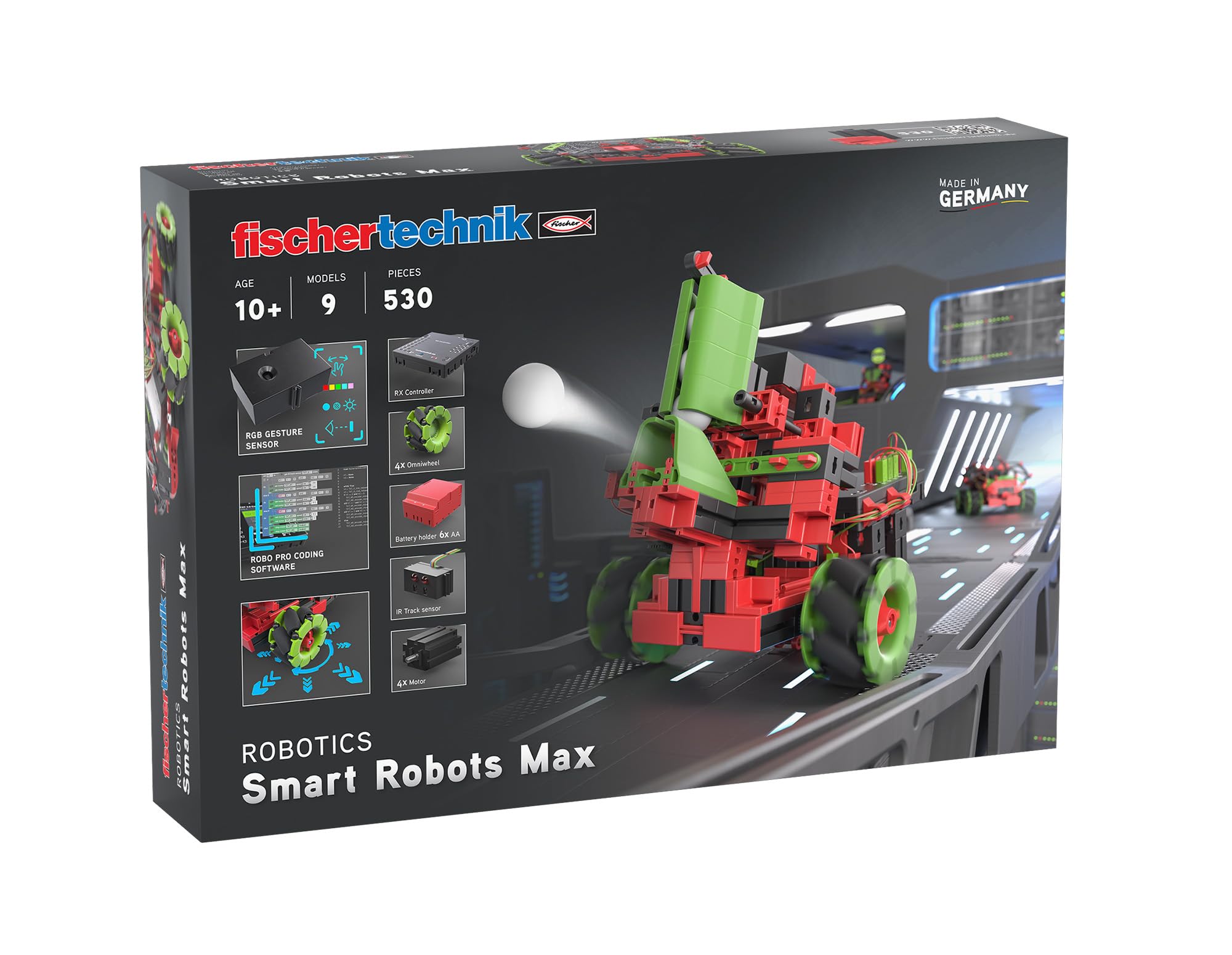 fischertechnik Smart Robots Max 564111 — Programmable Remote Control Robot Building Kit, 9 Models, STEM Educational Toy for Kids Ages 10+, Red - Perfect for School Robotics Clubs, Home STEM Learning and DIY Engineering Projects