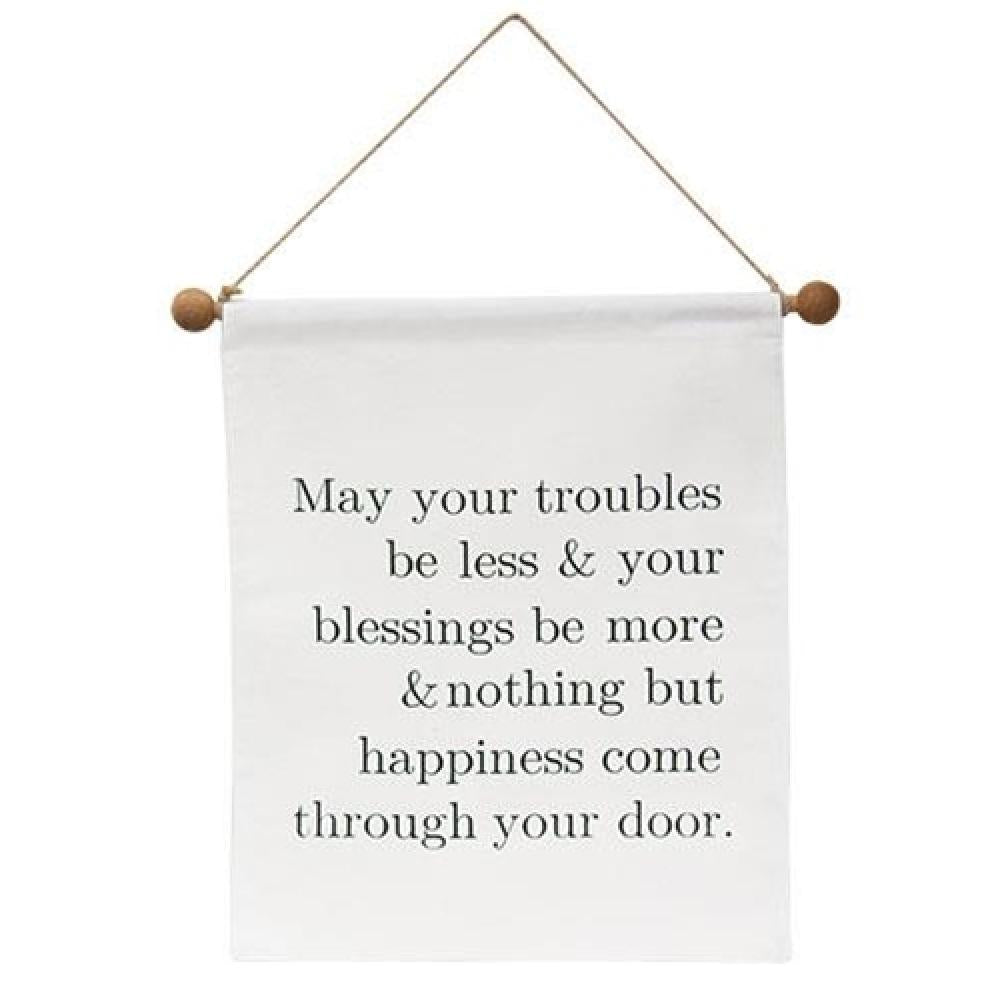 Nothing But Happiness Fabric Wall Hanging - Inspirational Home Decor for Living Room, Bedroom & Office | Boho Chic Tapestry for Wall Art and Positive Vibes