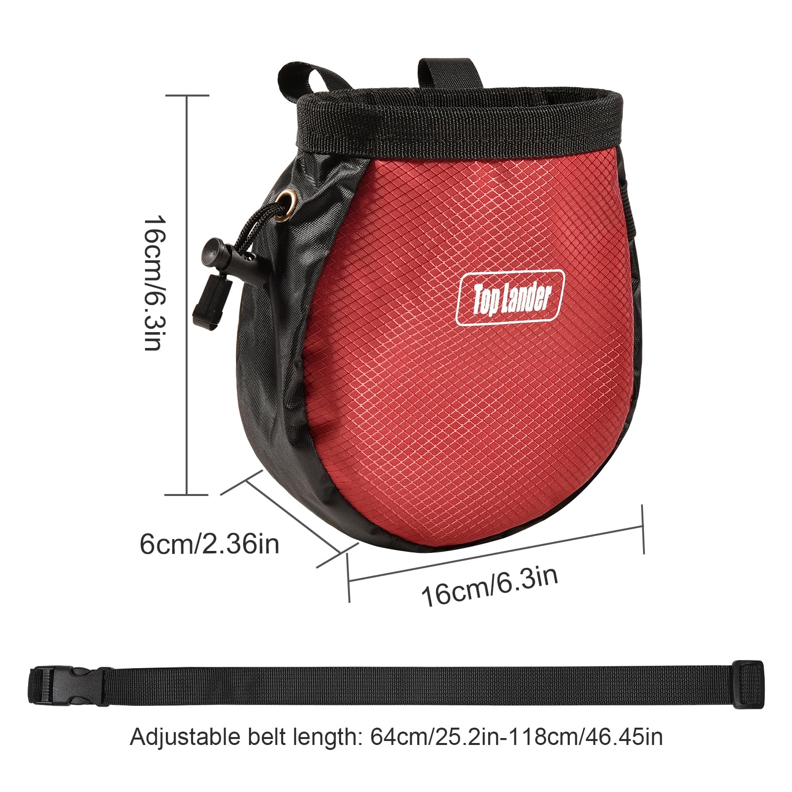Rock Climbing Chalk Bag with Drawstring - Lightweight Bouldering Chalk Bucket for Gym, Weightlifting & Crossfit Training - Perfect for Indoor & Outdoor Climbing, Gymnastics and Fitness Workouts
