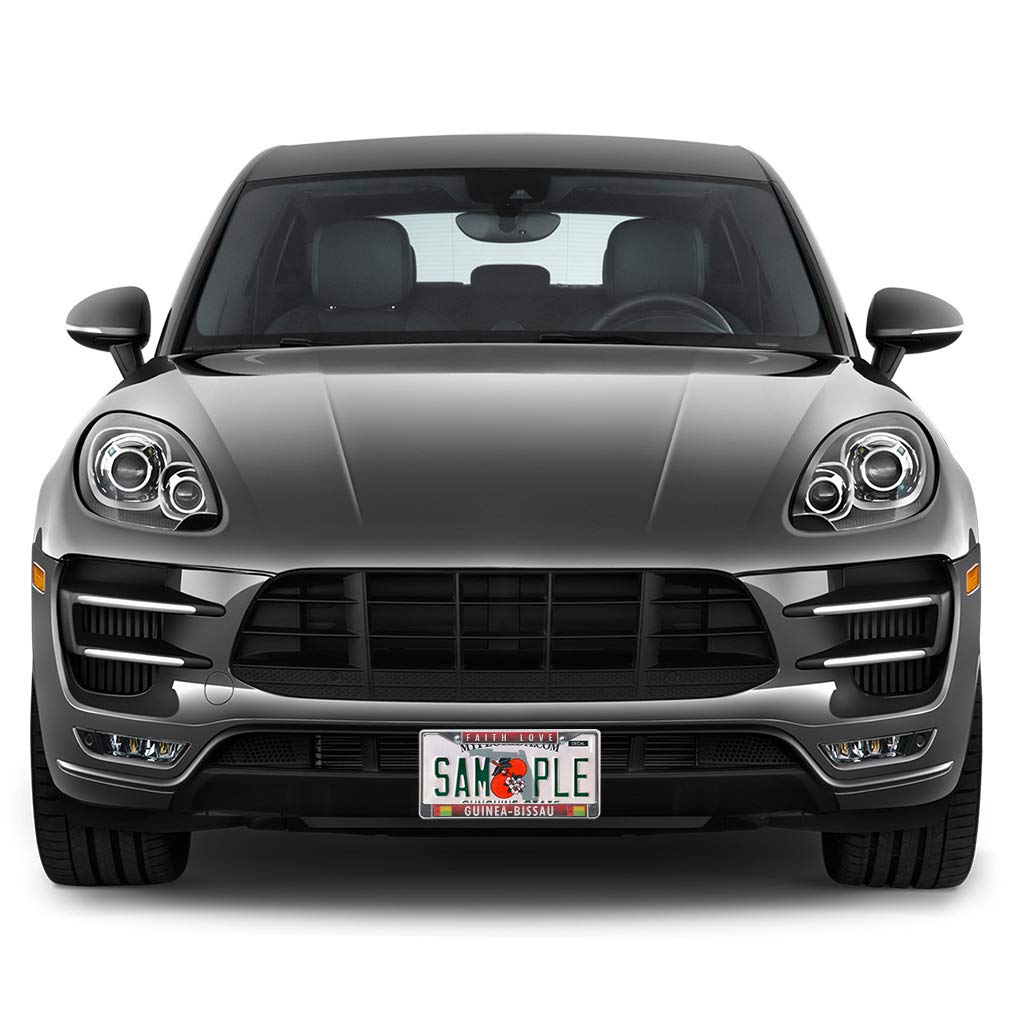 Premium Metal License Plate Frame - Faith & Love Design - Weatherproof & Durable - Fits Guinea-Bissau Cars - Black 2-Hole Solid Insert - Perfect for Car Enthusiasts & Personalized Vehicle Decor
