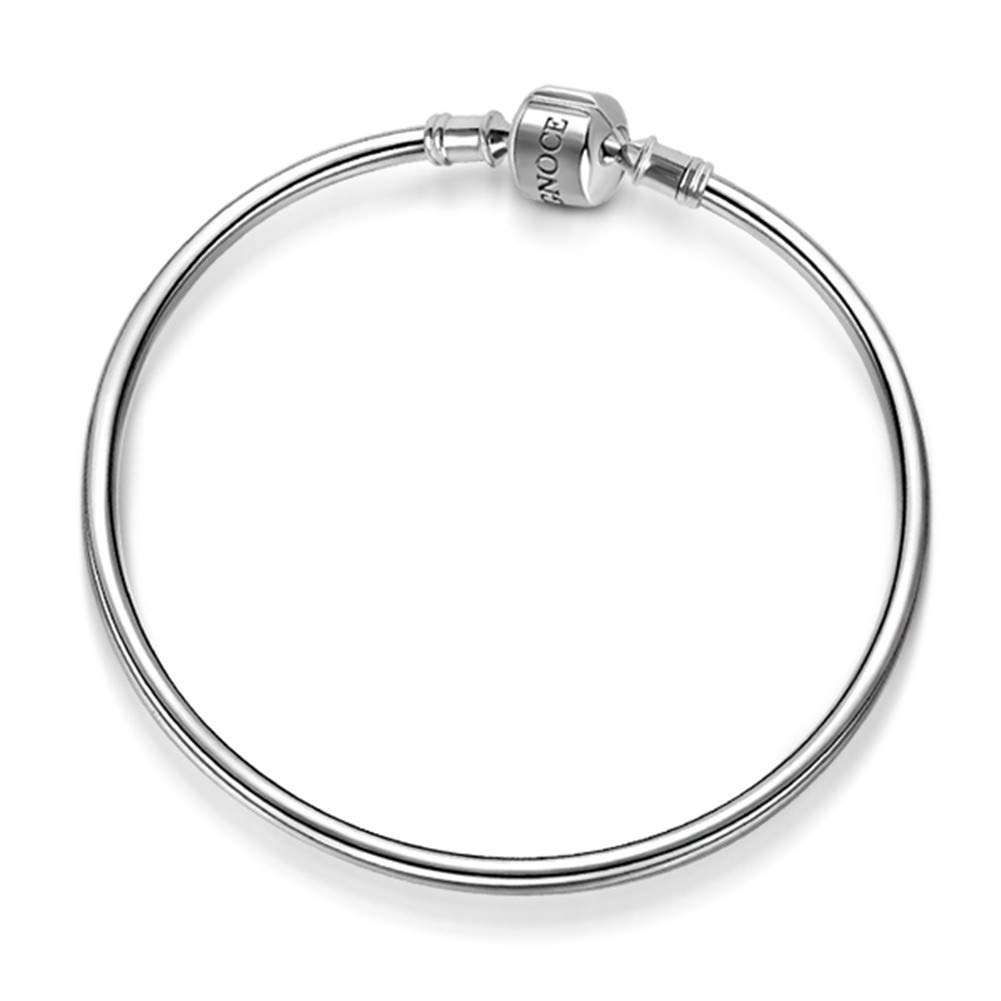 GNOCE Sterling Silver Charm Bracelet for Women - Classic Bangle with Signature Clasp | Elegant Jewelry Gift for Birthday, Anniversary & Everyday Wear