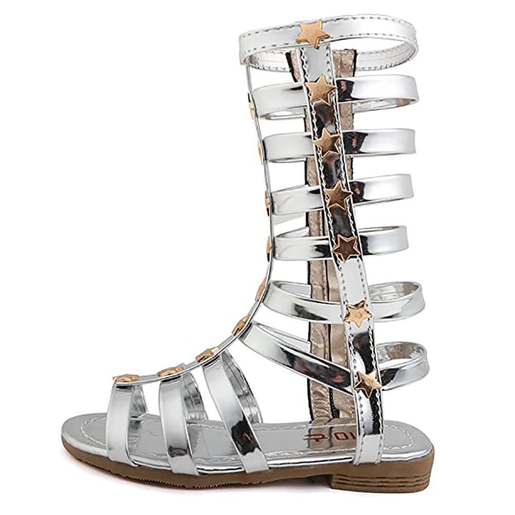 Girls Rivet Gladiator Sandals - Princess Dress Strappy Flats & Zip Up Boots for Summer - Perfect for Beach, Party and Casual Outfits