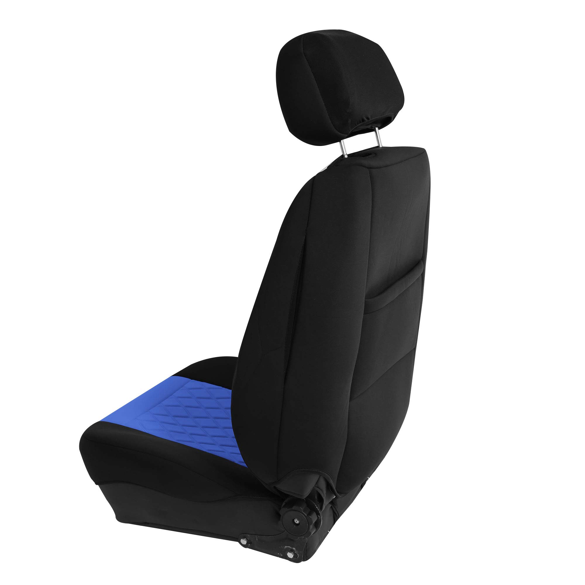 FH Group Neosupreme Water Resistant Car Seat Covers - 2 Pack Universal Fit Seat Protectors for Cars, Trucks & SUVs (Blue/Black) - Comfortable Car Cushions for Long Drives & Road Trips