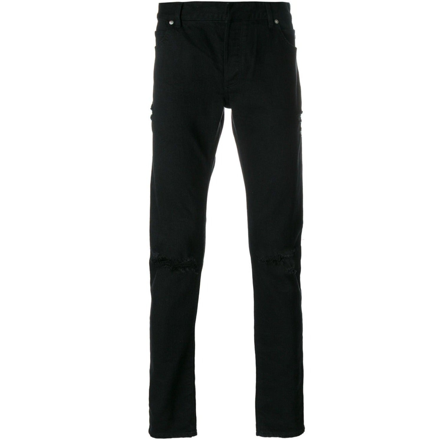 Balmain Slim Fit Ripped Black Jeans for Men - High Quality Designer Denim Pants | Perfect for Night Out, Date Night & Casual Wear