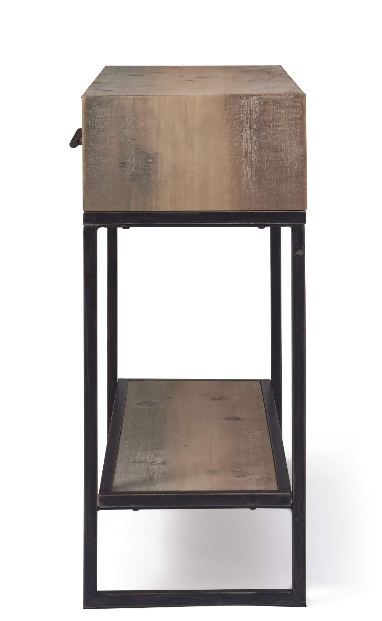 Industrial Rustic Console Table with 2 Drawers - Wood & Metal Entryway Sideboard with Shelf Storage | Distressed Brown Finish | Perfect for Farmhouse Kitchen, Living Room & Hallway Accent Furniture