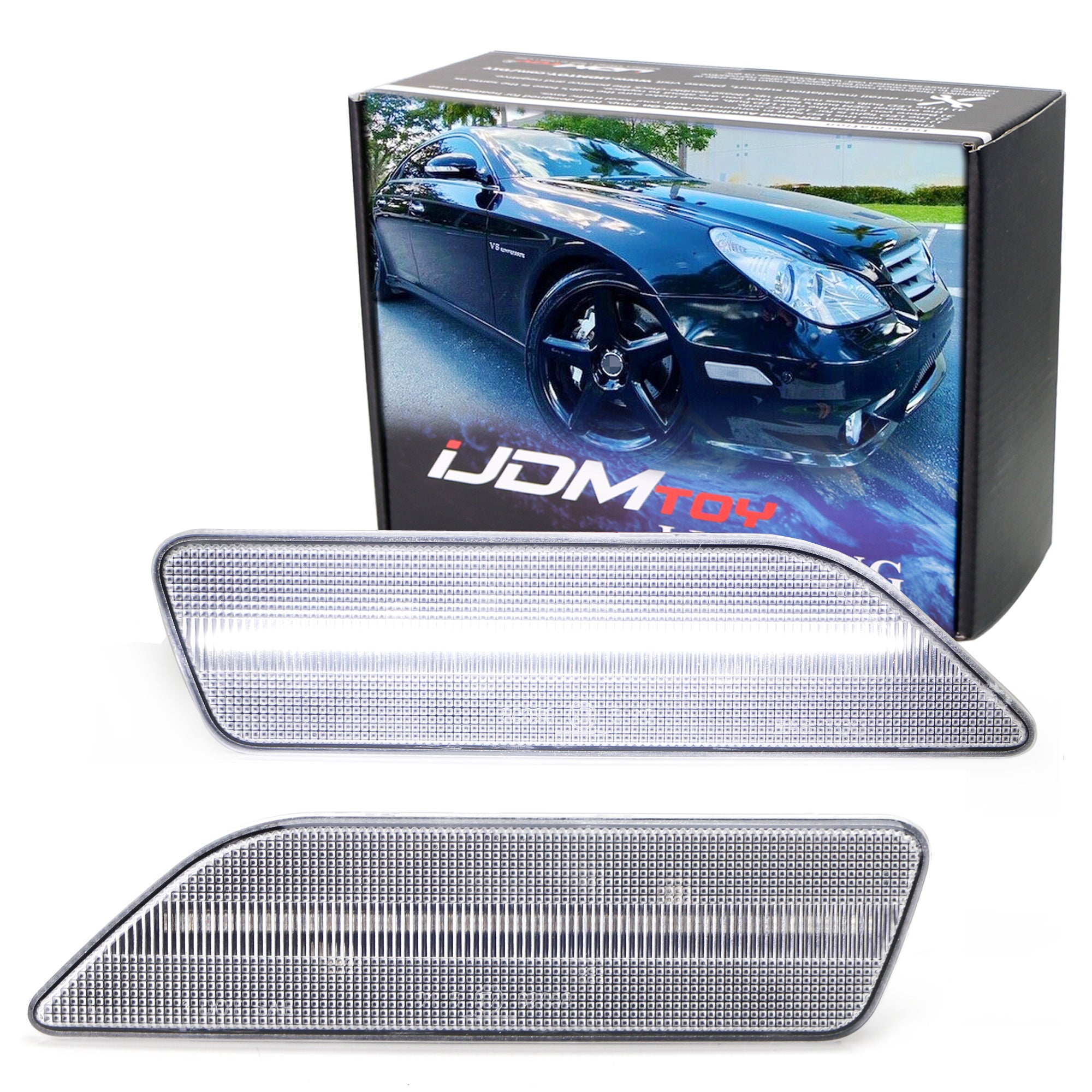 06-11 Mercedes CLS Clear LED Side Marker Lights - White Full LED Strip for Front Bumper - Upgrade Your Car's Style & Visibility (Perfect for Night Driving & Custom Car Mods)