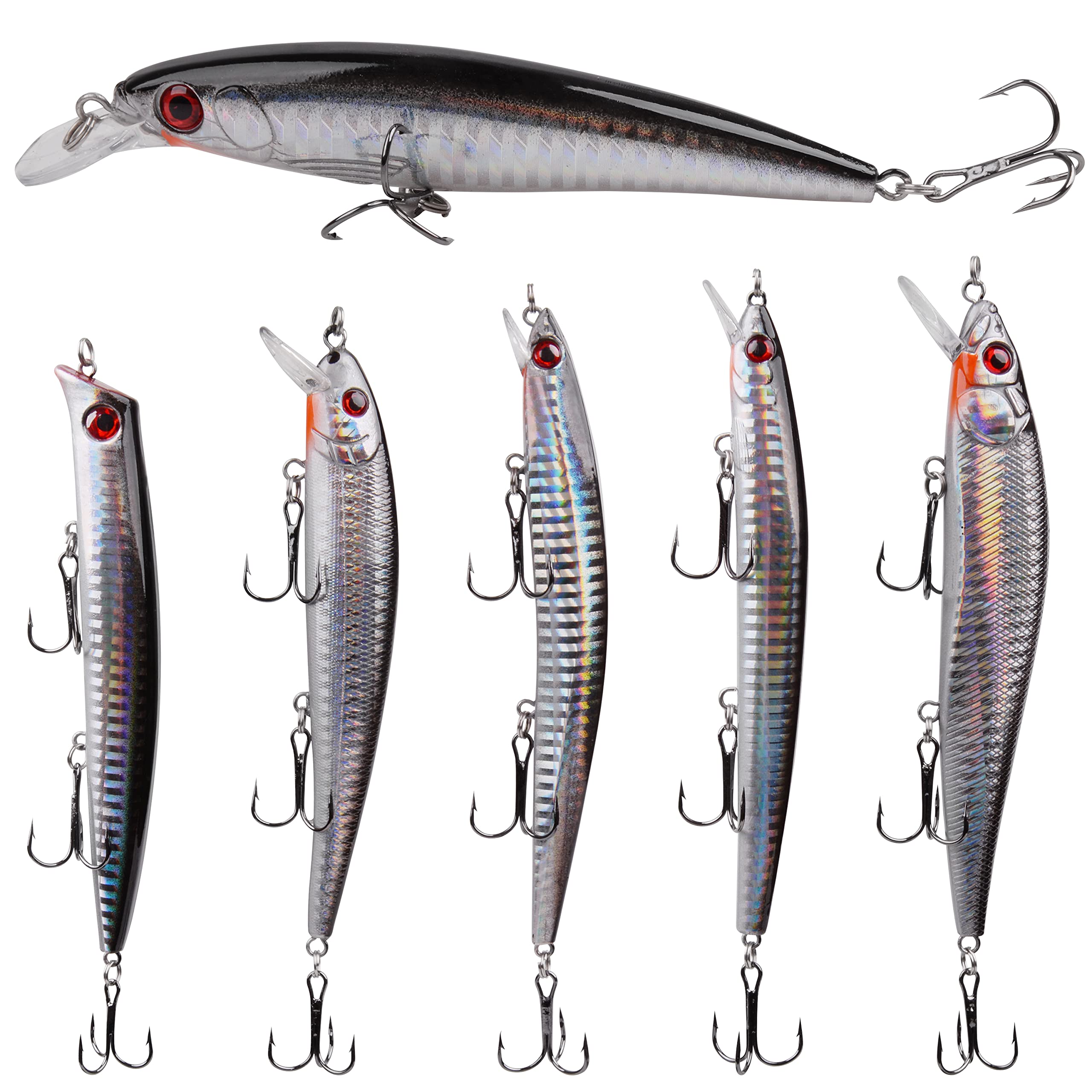 Saltwater Fishing Lures Kit - Surf Fishing Striper Lures, Deep Diving Jerkbait & Topwater Popper Plugs Set for Bass, Trout | Inshore & Offshore Ocean Fishing Gear for Deep Sea Angling (Great for Beach, Pier, and Boat Fishing Adventures)