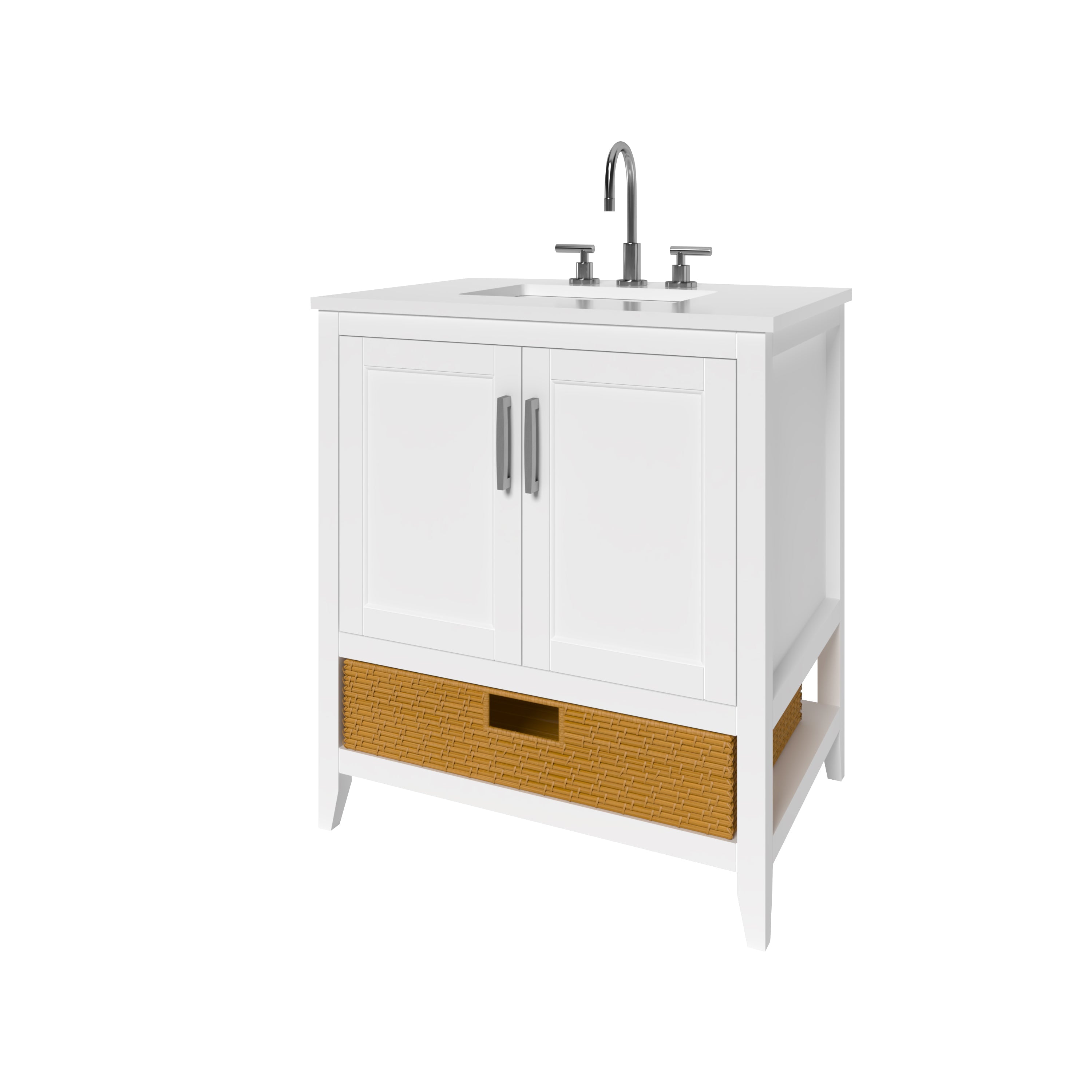 29.5 Inch White Bathroom Vanity Cabinet - Modern Freestanding Vanity for Bathroom Remodel, Small Space & Powder Room - Nearmé New York Collection