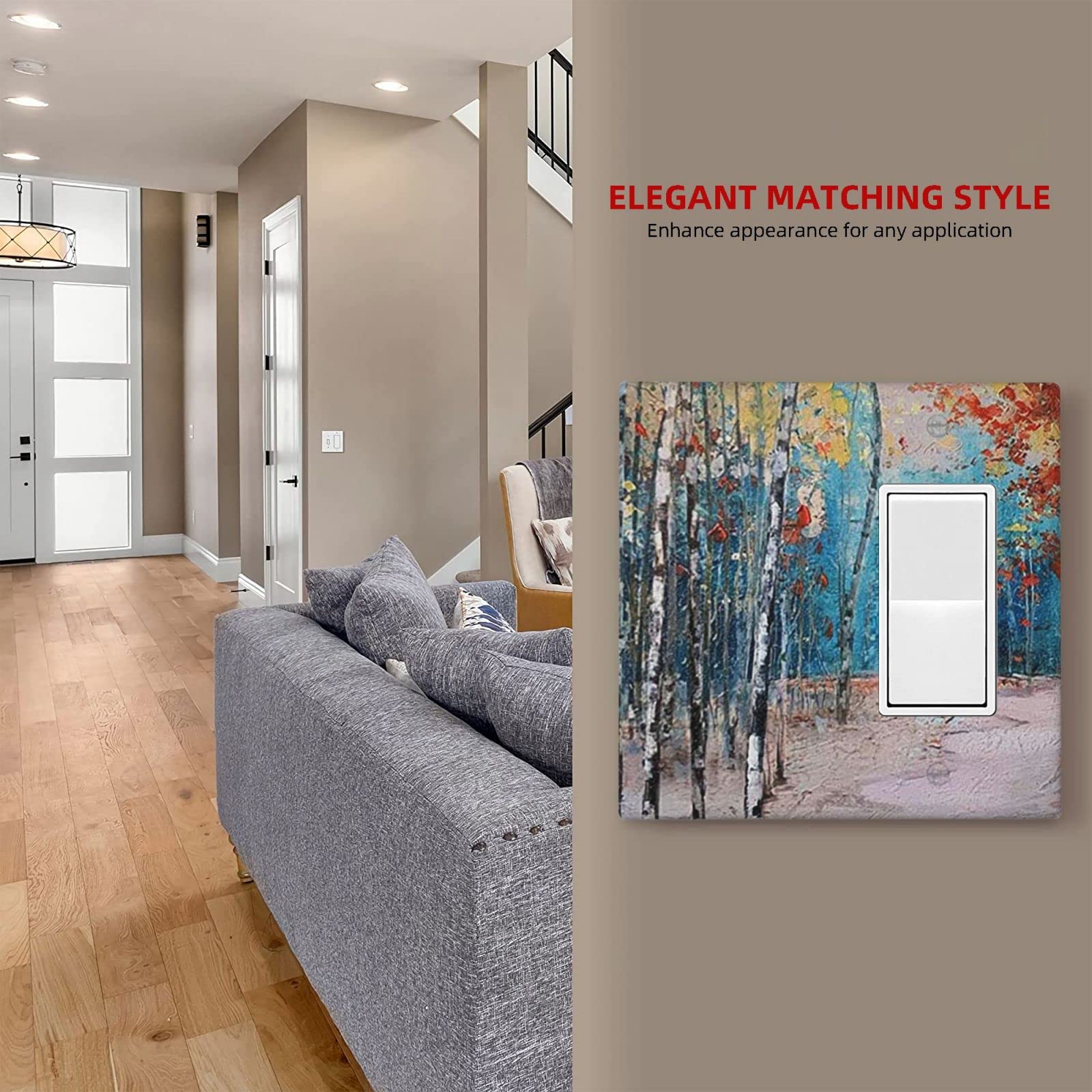 Birch Forest Design 2 Gang Light Switch Cover Plate - 1 Toggle & 1 Rocker Combination - 4.5