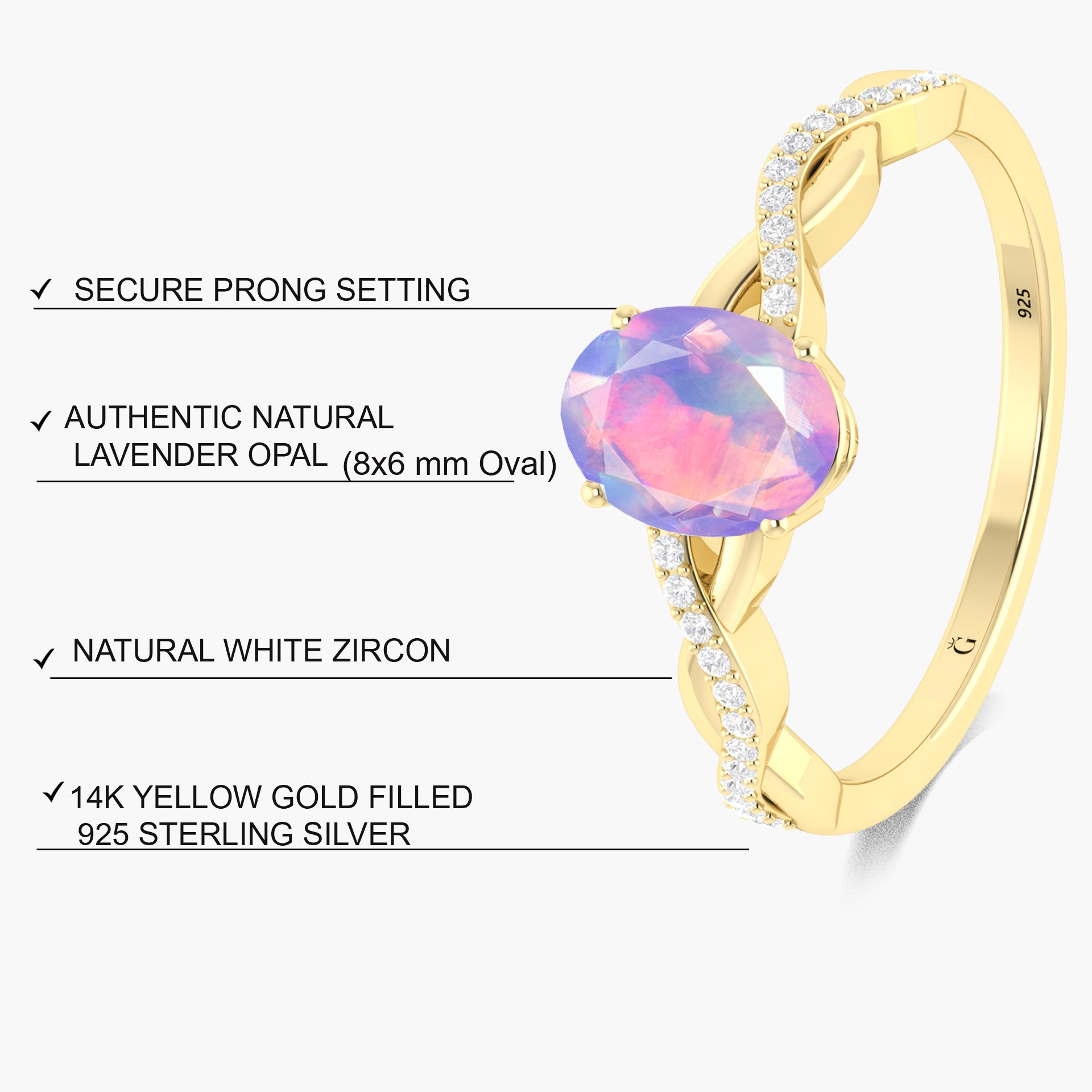 Genuine Lavender Fire Ethiopian Opal Statement Ring for Women - Elegant Handmade Silver Jewelry for Weddings, Parties & Special Occasions