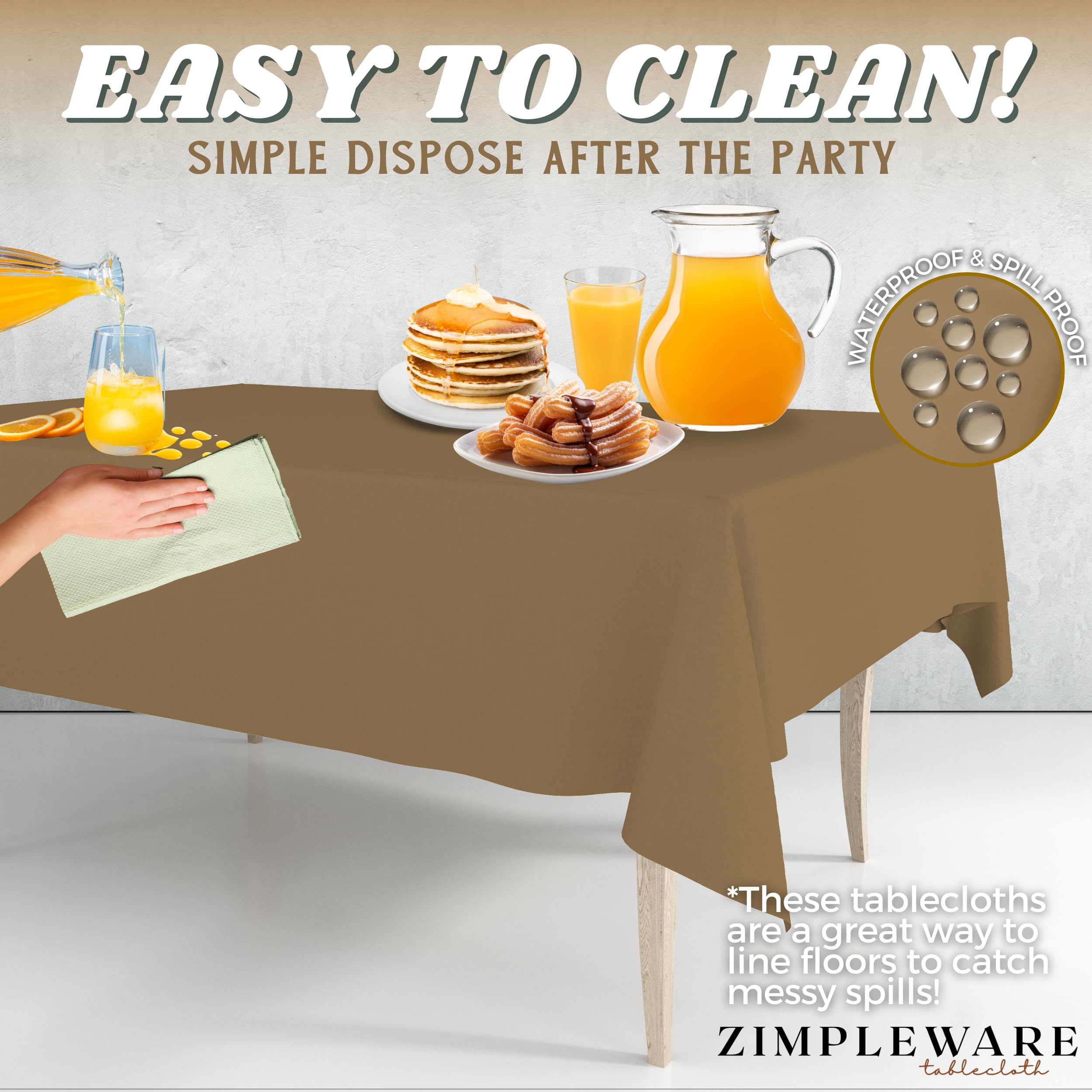 Premium Gold Disposable Plastic Tablecloth (6 Pack) - 54 x 108 Inch Rectangle Table Cover for Parties, Events & Dining - Fits 6ft to 8ft Tables - Waterproof & Easy Clean - Ideal for Birthday Celebrations, Weddings & Holiday Gatherings