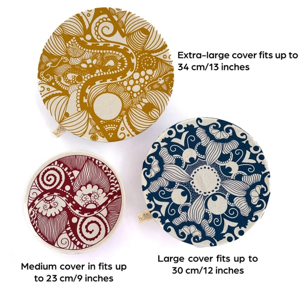 Paradise Large Dish and Bowl Cover Set - 3-Piece Food Storage Covers for Bowls, Plates & Dishes | Microwave Safe & BPA-Free | Perfect for Leftovers, Meal Prep & Picnics
