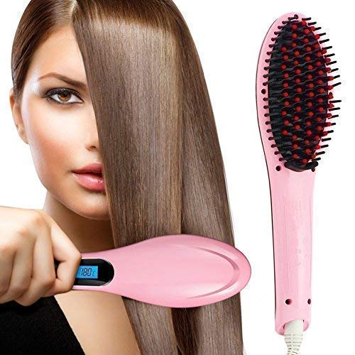 PAGHADI Fast Hair Straightener Brush with Temperature Control - 2-in-1 Styling Tool for Smooth & Straight Hair - Perfect for Home, Travel & Salon Use (Multicolor)