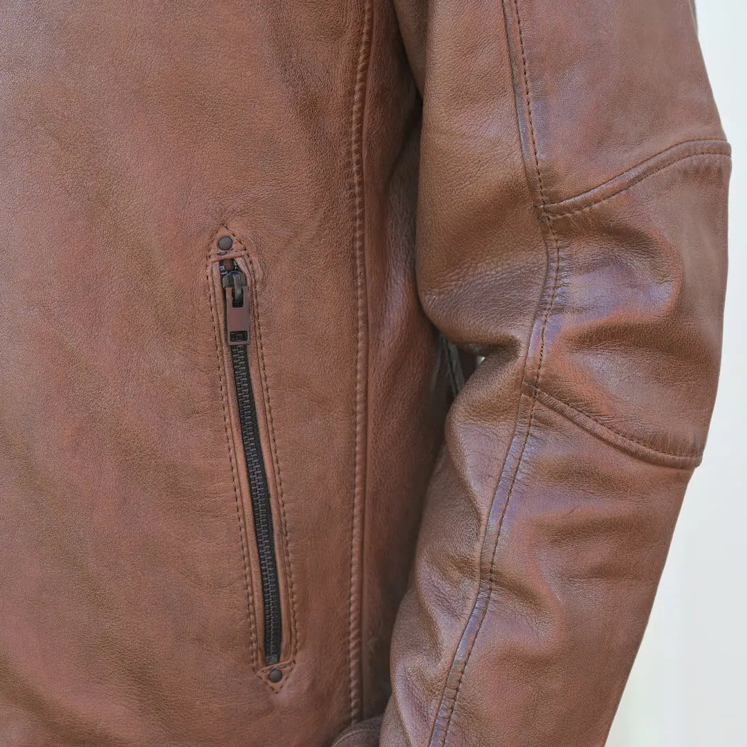 Men's Snap Collar Leather Jacket - Classic Biker Style Jacket for Men | Genuine Leather Motorcycle Jacket | Perfect for Riding, Casual Wear & Outdoor Activities