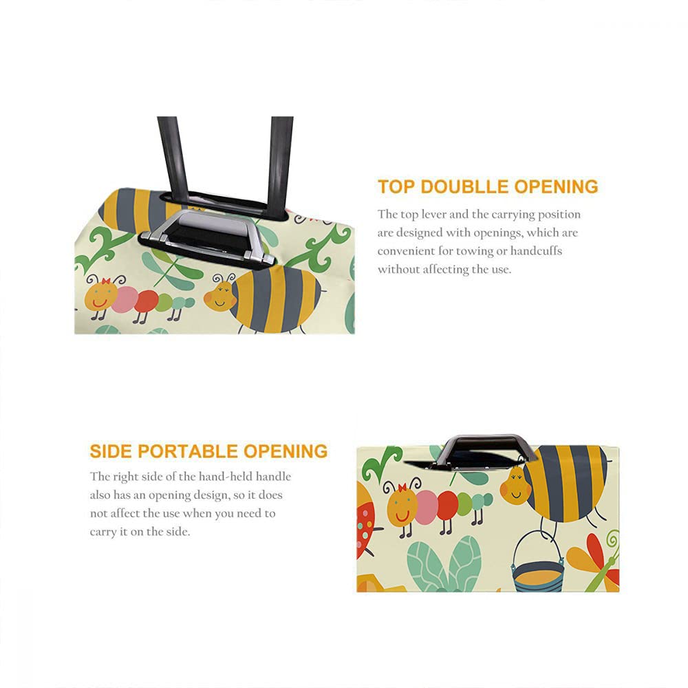 Wondertify Honeycomb Bees Flowers Leaf Butterfly Washable Suitcase Cover - Anti-Scratch Luggage Protector Fits 22-24 Inch - Perfect for Summer Travel & Vacation