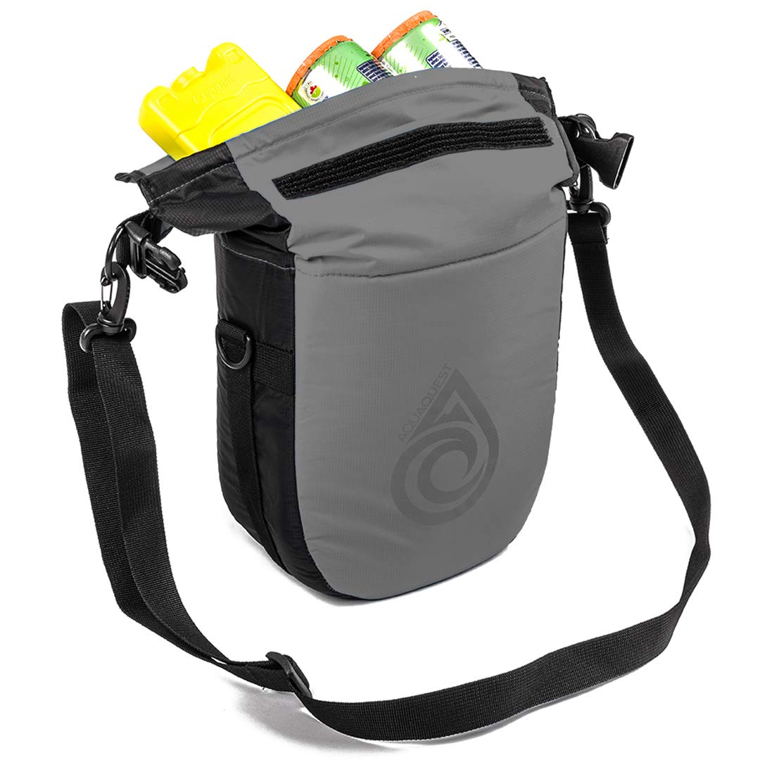 Aqua Quest Ice Cave Insulated Dry Bag - 5L & 12L Waterproof Cooler Drybag - Lightweight, Compact for Camping, Hiking, Kayaking - Grey, Blue, Black Options