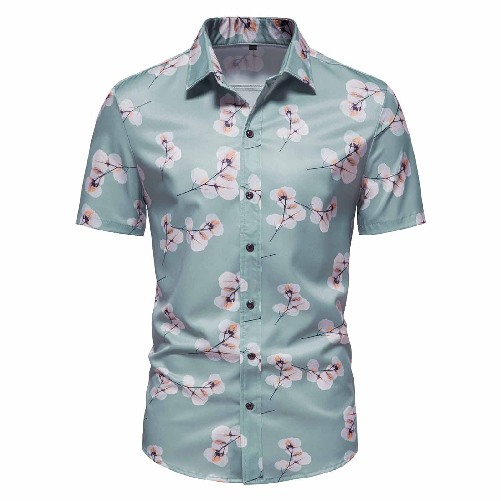 Men's Slim Fit Short Sleeve Button Down Shirt - Casual & Business Printed Dress Shirts for Office, Dating & Summer Outfits