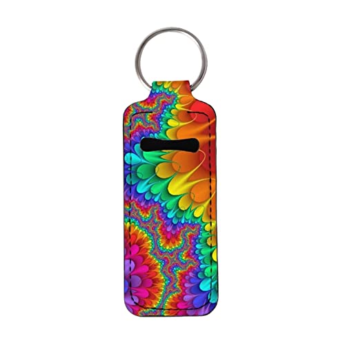 Tie-Dye Chapstick Keychain Holder - 10 Pack, Portable Lip Balm Pouch for Women Men Kids - Travel & Daily Use