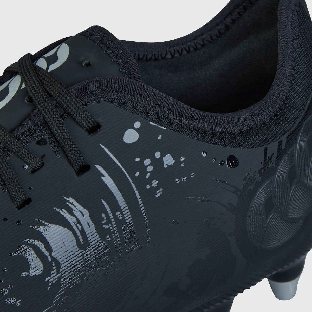 Canterbury Phoenix Genesis Pro SG Rugby Boots for Men - Black/Silver - High-Performance Rugby Cleats for Firm Ground - Perfect for Rugby Matches, Training & Outdoor Sports