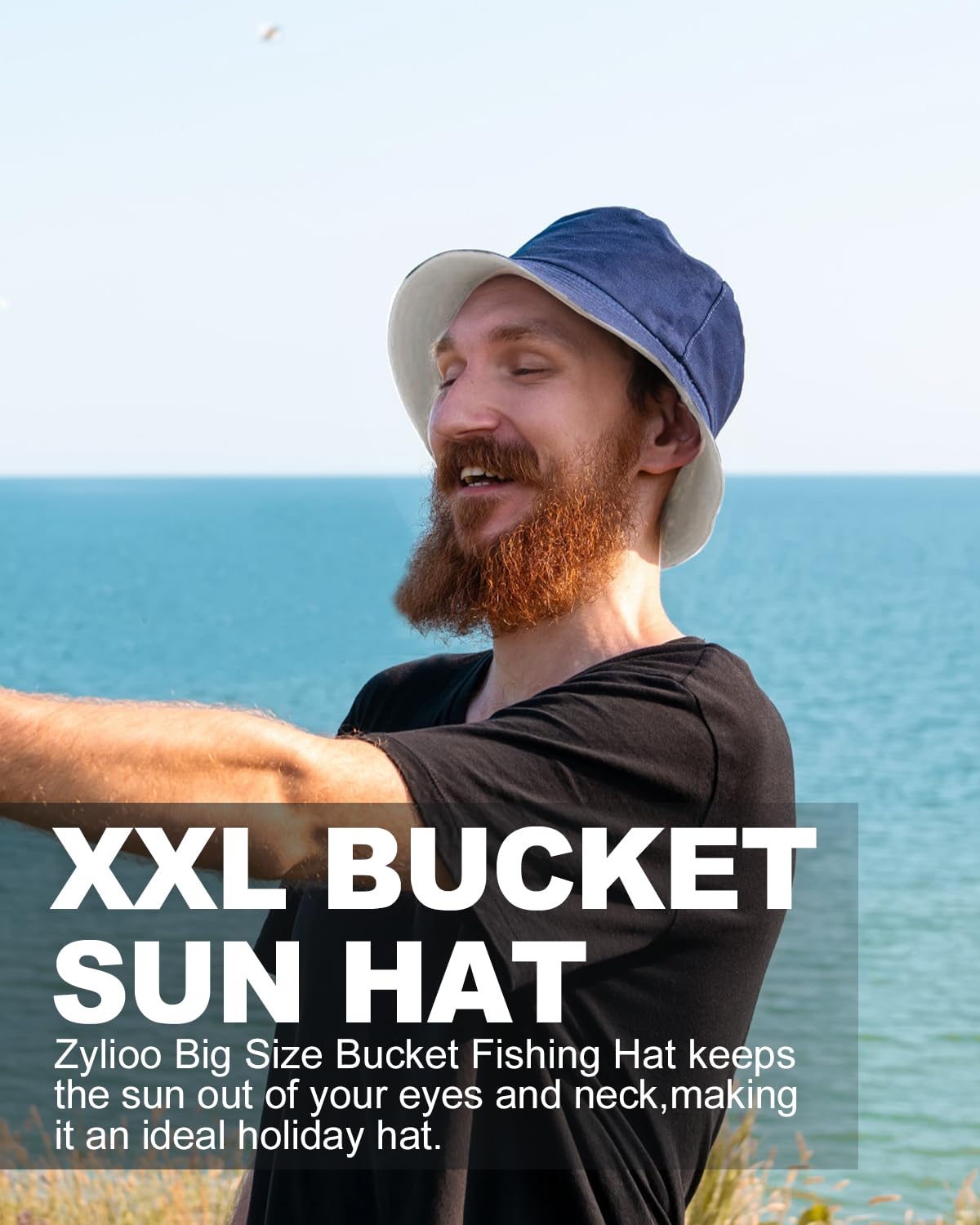 Zylioo XX-Large Bucket Sun Hat - Big Reversible Fishing Hat with Double Sided UV Protection for Men & Women - Perfect for Golf, Hiking, Beach, Gardening and Outdoor Activities