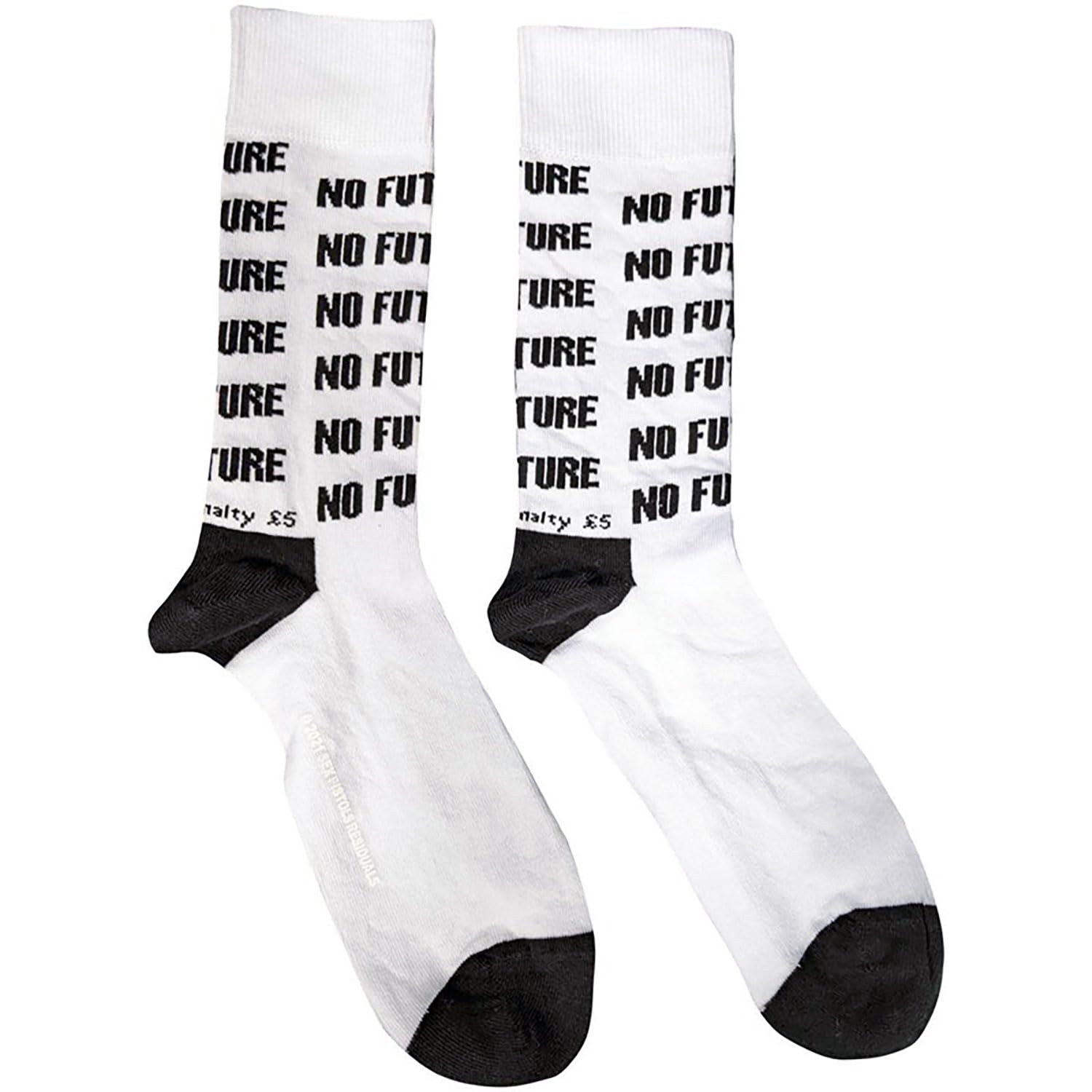 Sex Pistols No Future Punk Rock Socks - White (US Men's Shoe Size 8-12) - Perfect for Concerts, Festivals & Punk Fashion