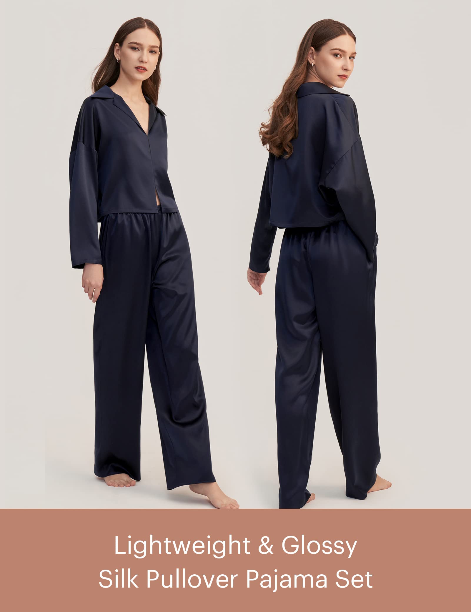 LilySilk Women's 100% Pure Silk Pajama Set - Luxurious 2-Piece PJS for Sleep & Lounge - Perfect for Gifts, Bridal Shower & Relaxing Evenings