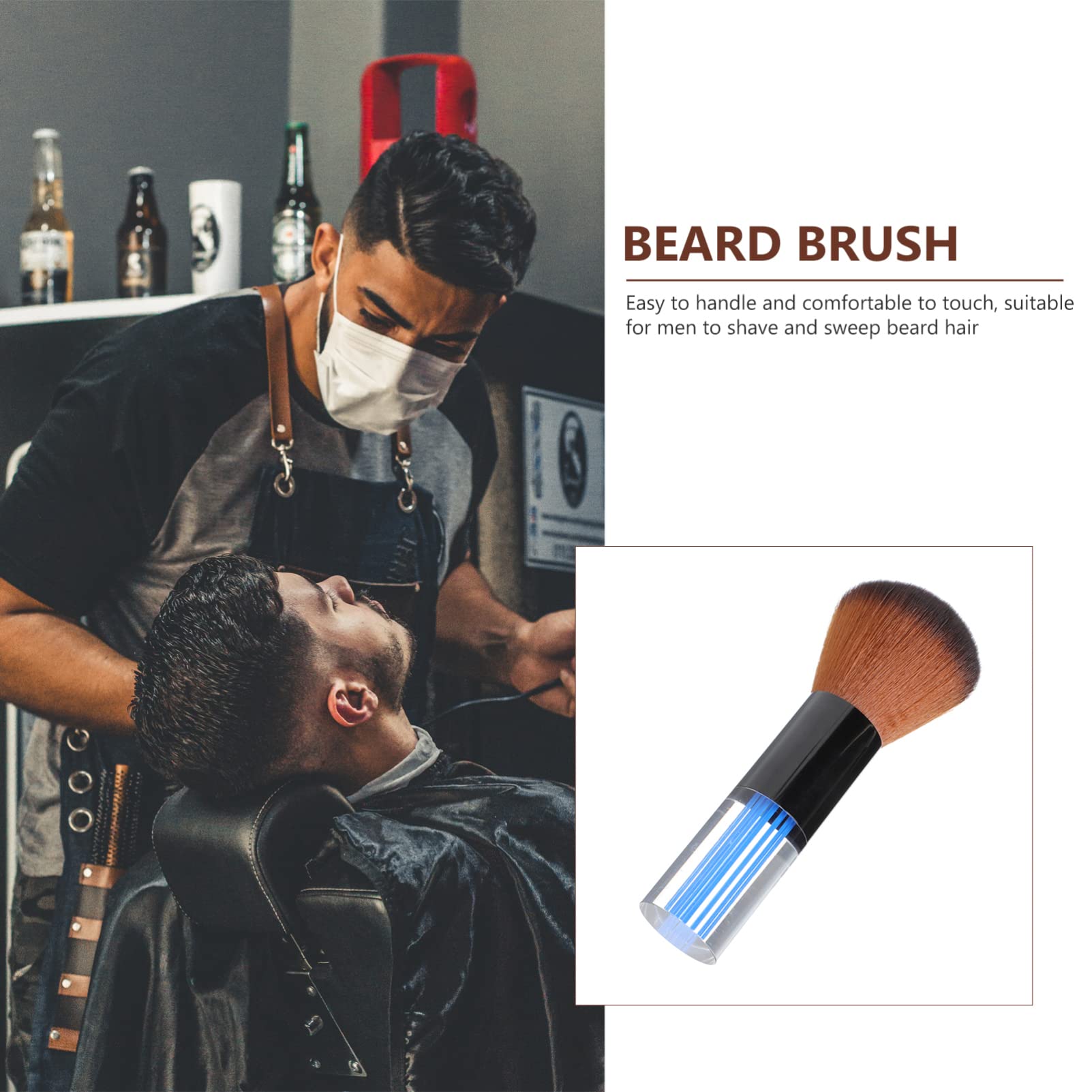 Minkissy Professional Beard Brush for Men - Barber Hair Cutting & Styling Brush, Mustache Comb & Facial Hair Grooming Tool - Ideal for Home & Salon Use, Travel & Daily Grooming Routine