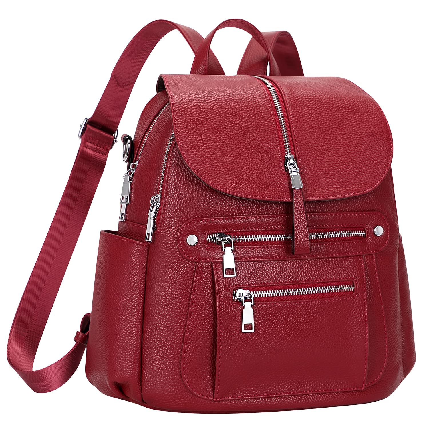 ALTOSY Women's Leather Backpack Purse - Stylish Casual Handbag with Multiple Pockets & Flap Closure - Perfect for Work, Travel & Everyday Use