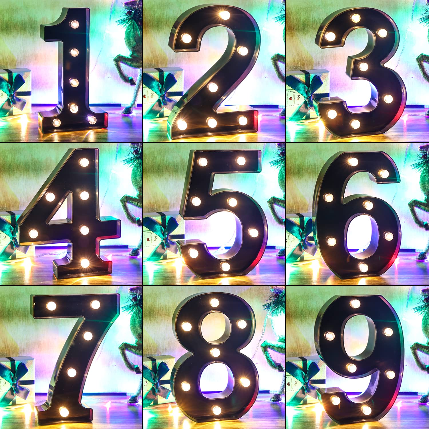 LED Alphabet & Number Lights (A-Z, 0-9) - Black Marquee Letter Signs for Wedding, Birthday, Party & Home Bar Decor - Perfect for Event Lighting & Wall Decorations