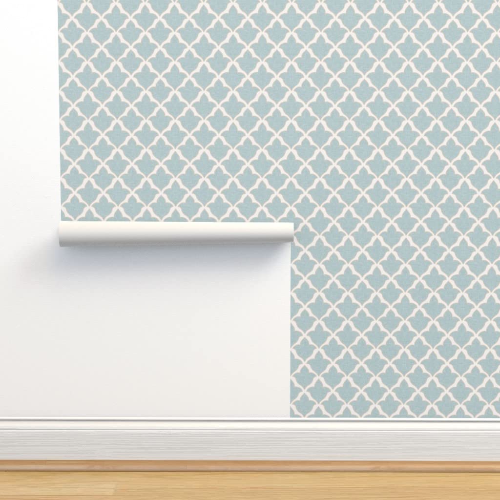 Peel and Stick Wallpaper 12ft x 2ft - Blue French Fleur Bird Pattern Removable Self-Adhesive Wallpaper for Bedroom, Nursery, Living Room Decoration